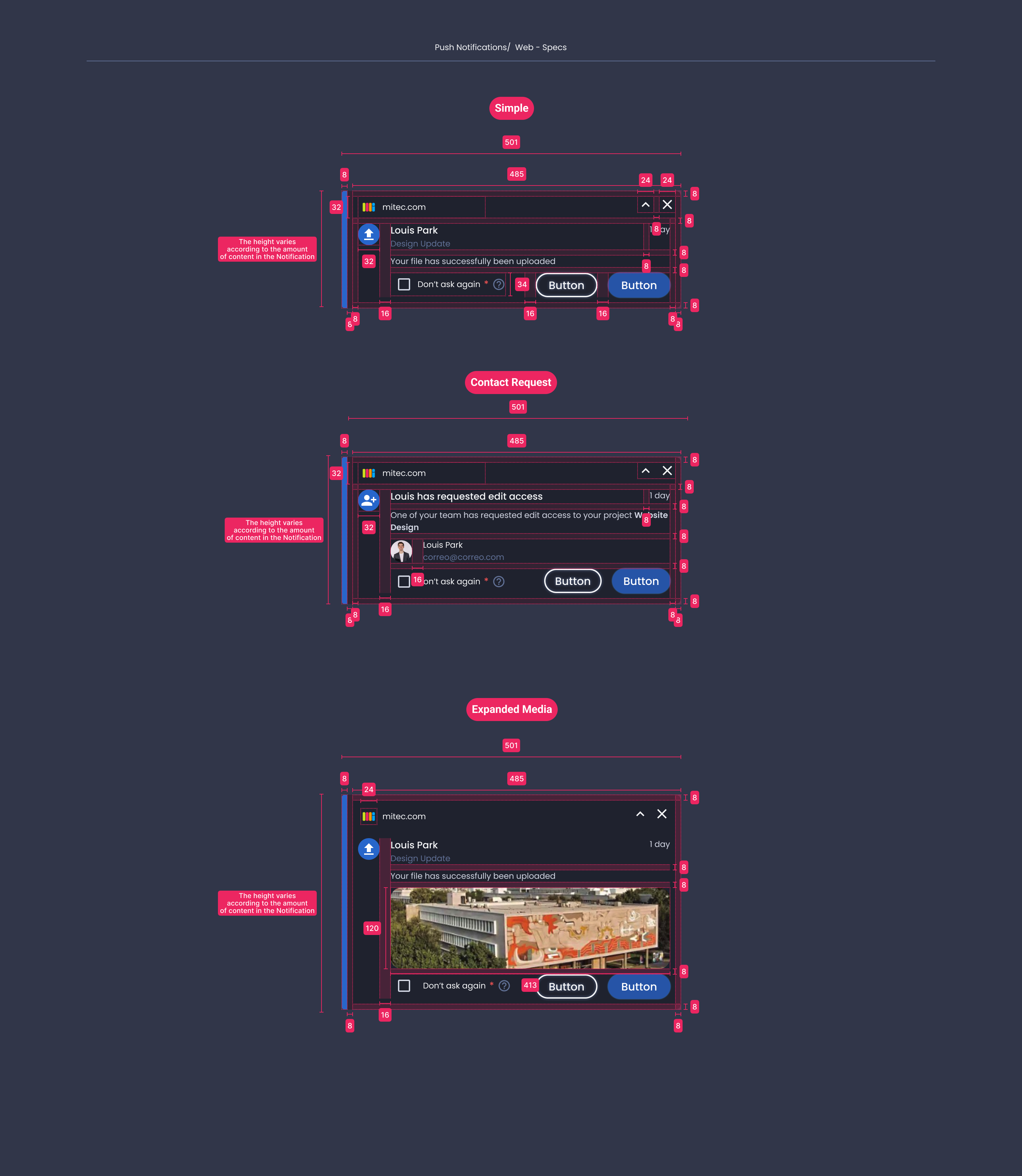 Descripción general | Push notification | Made with Supernova