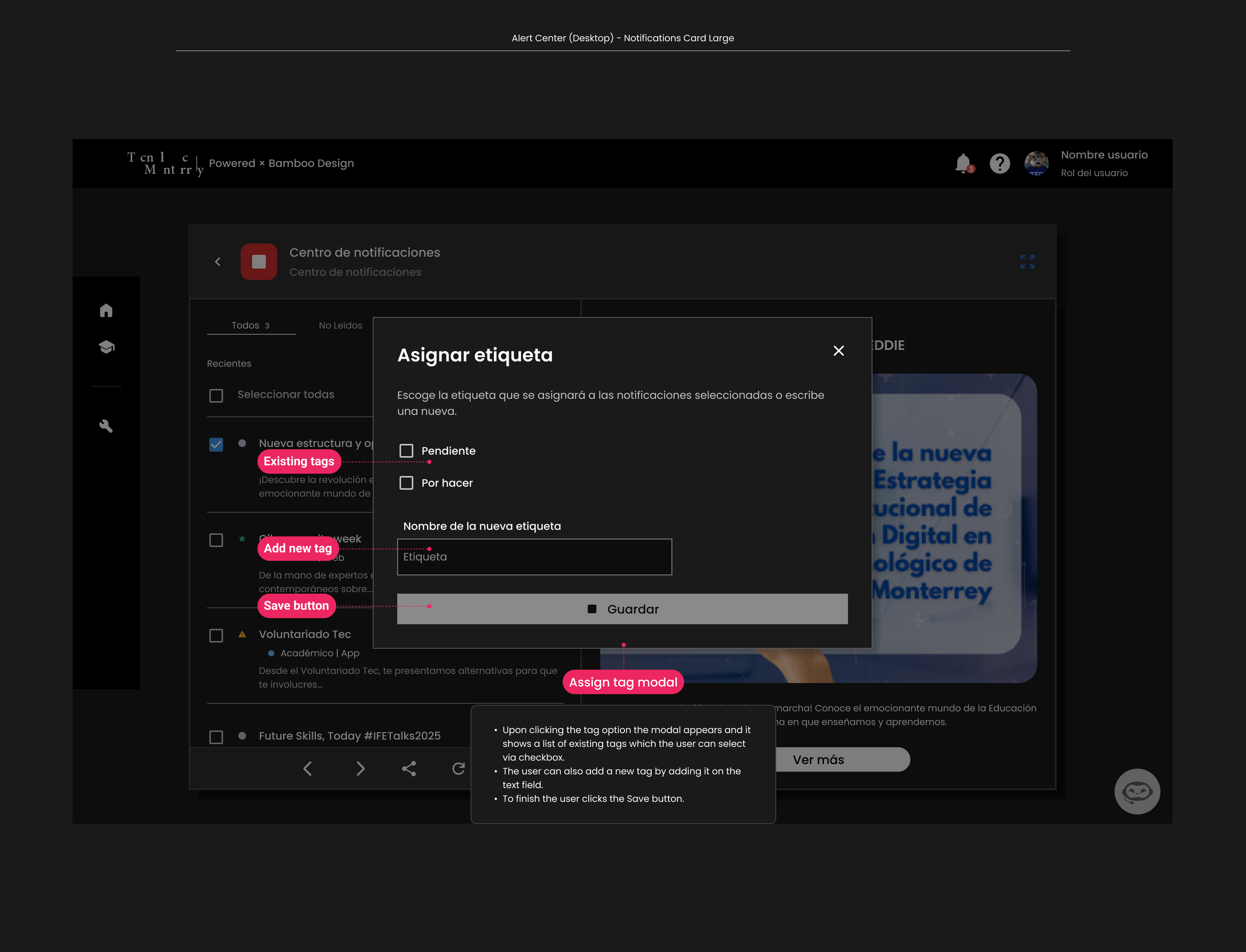 Descripción general | Notification center | Made with Supernova