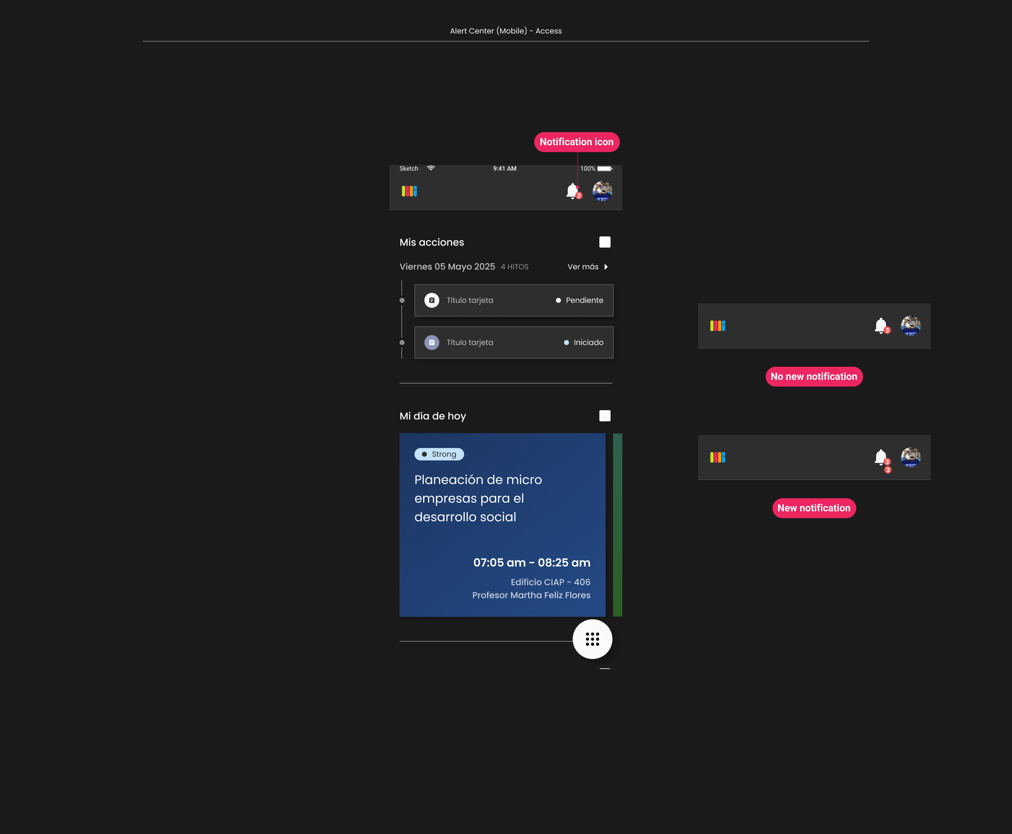 Descripción general | Notification center | Made with Supernova