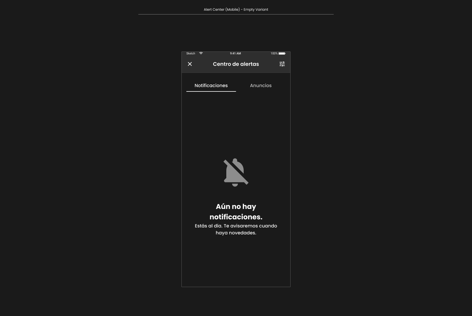 Descripción general | Notification center | Made with Supernova