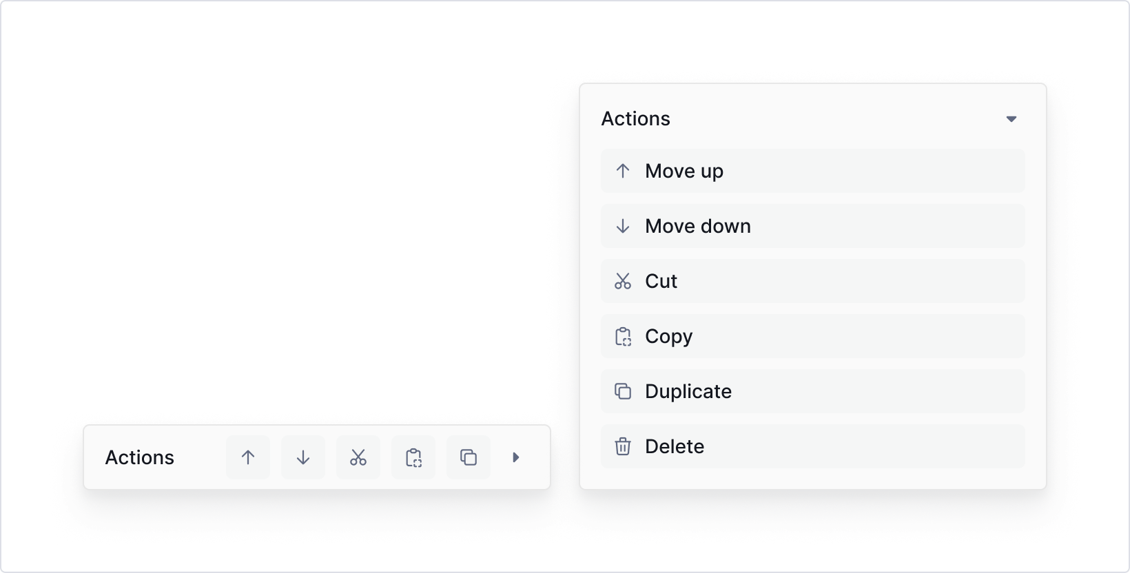 Quick actions