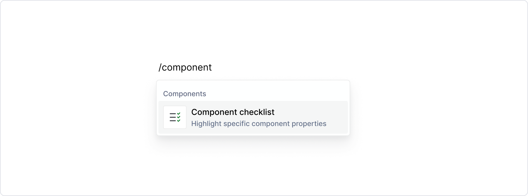 Component blocks in menu