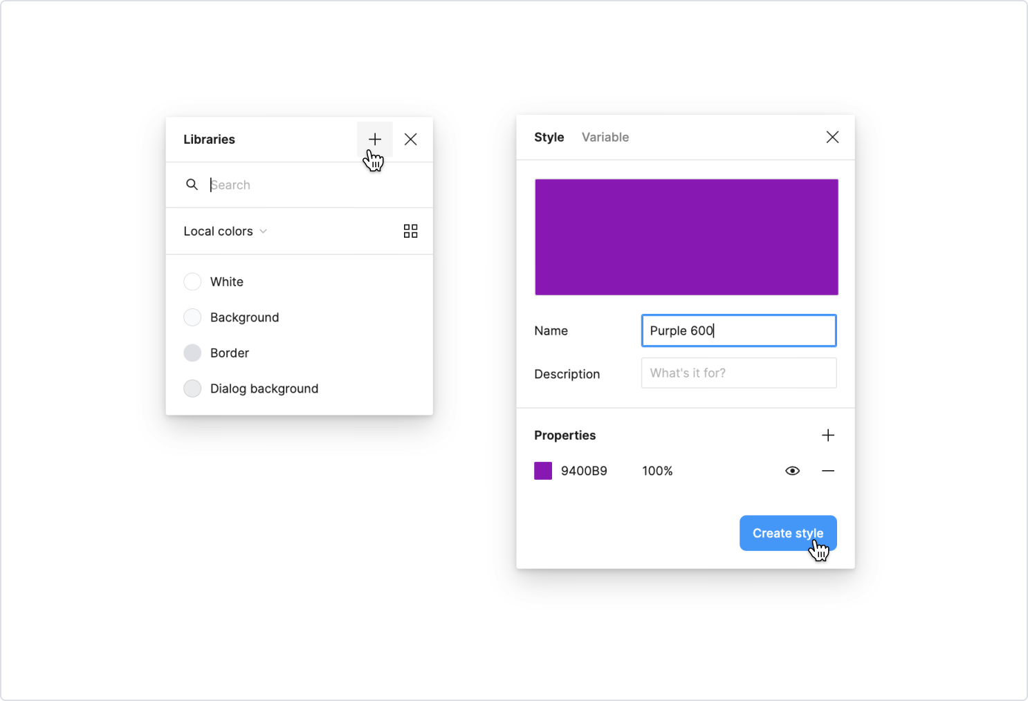 Creating a new local style in Figma