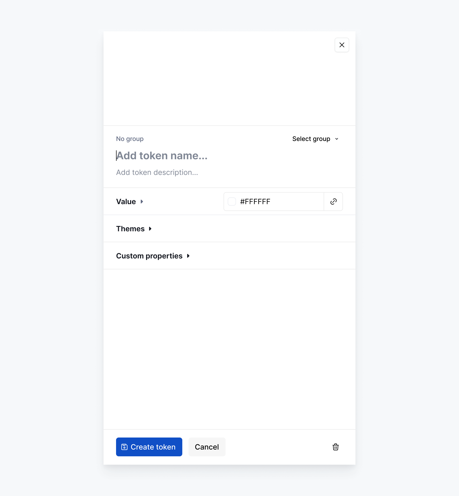 Tokens: New token drawer