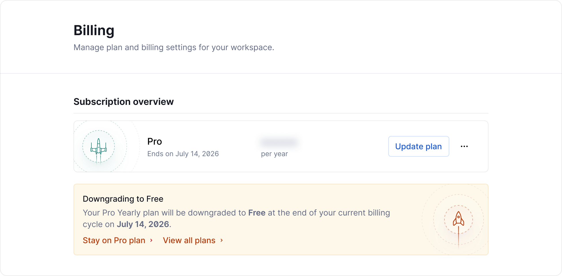 A Pro plan has been downgraded to Free.