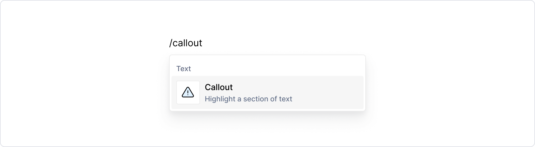 Type /callout to add a callout block.