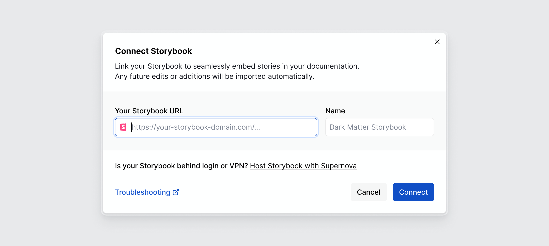 Connect Storybook