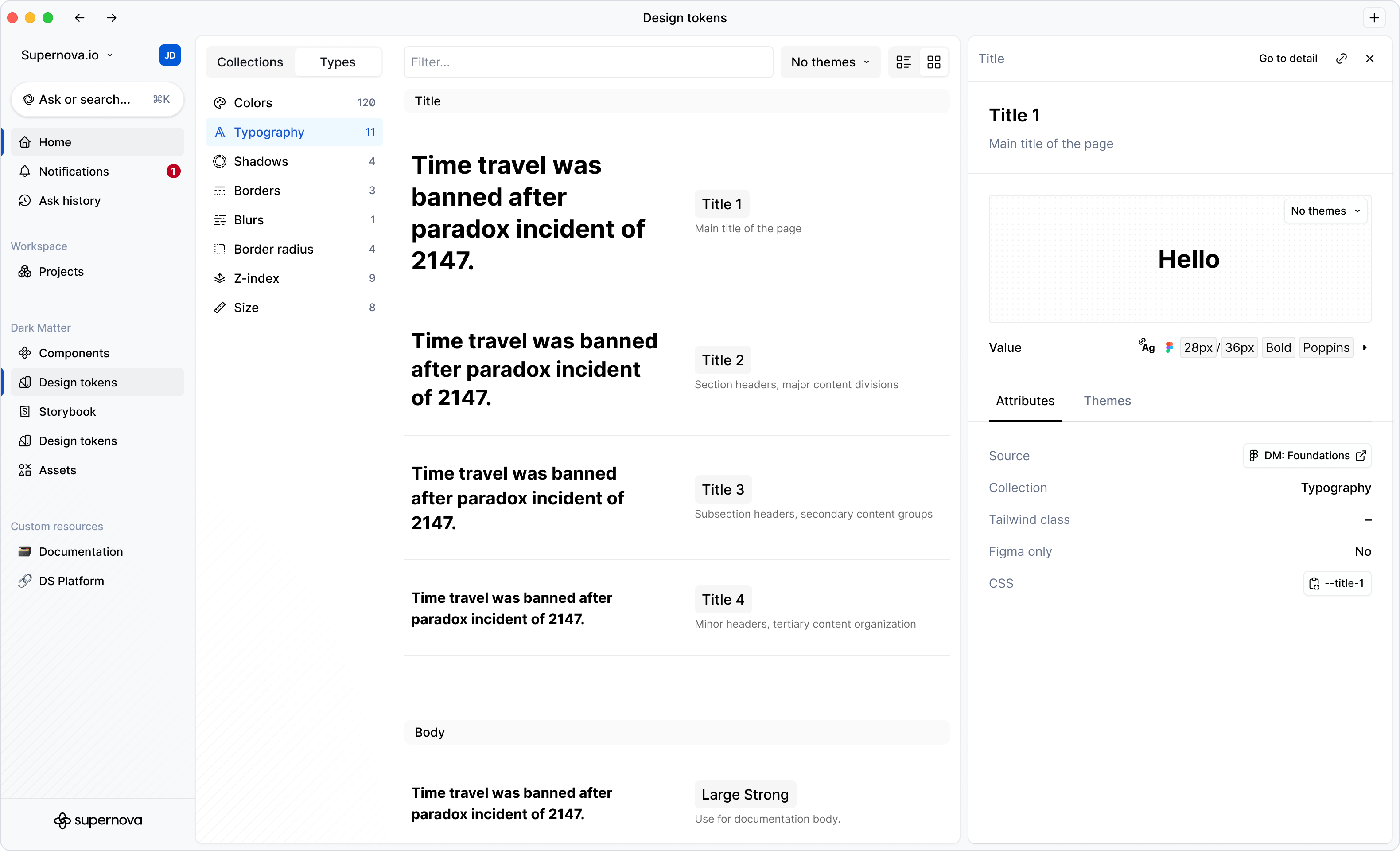 Design tokens (Typography)