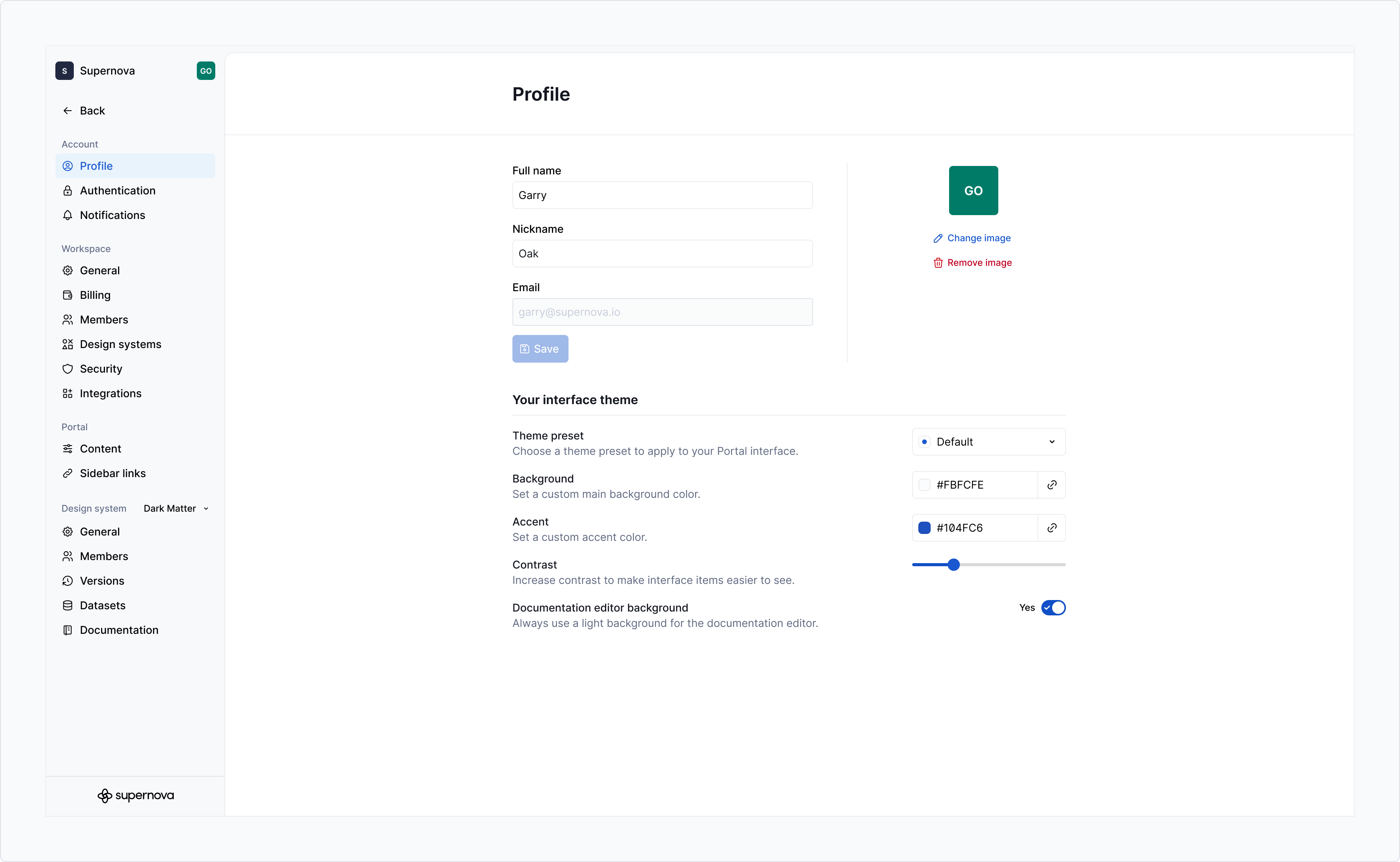 Workspace settings