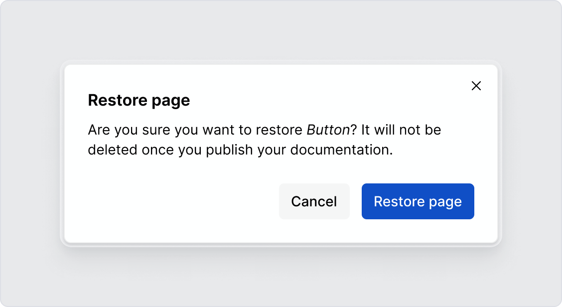 Confirming page restore