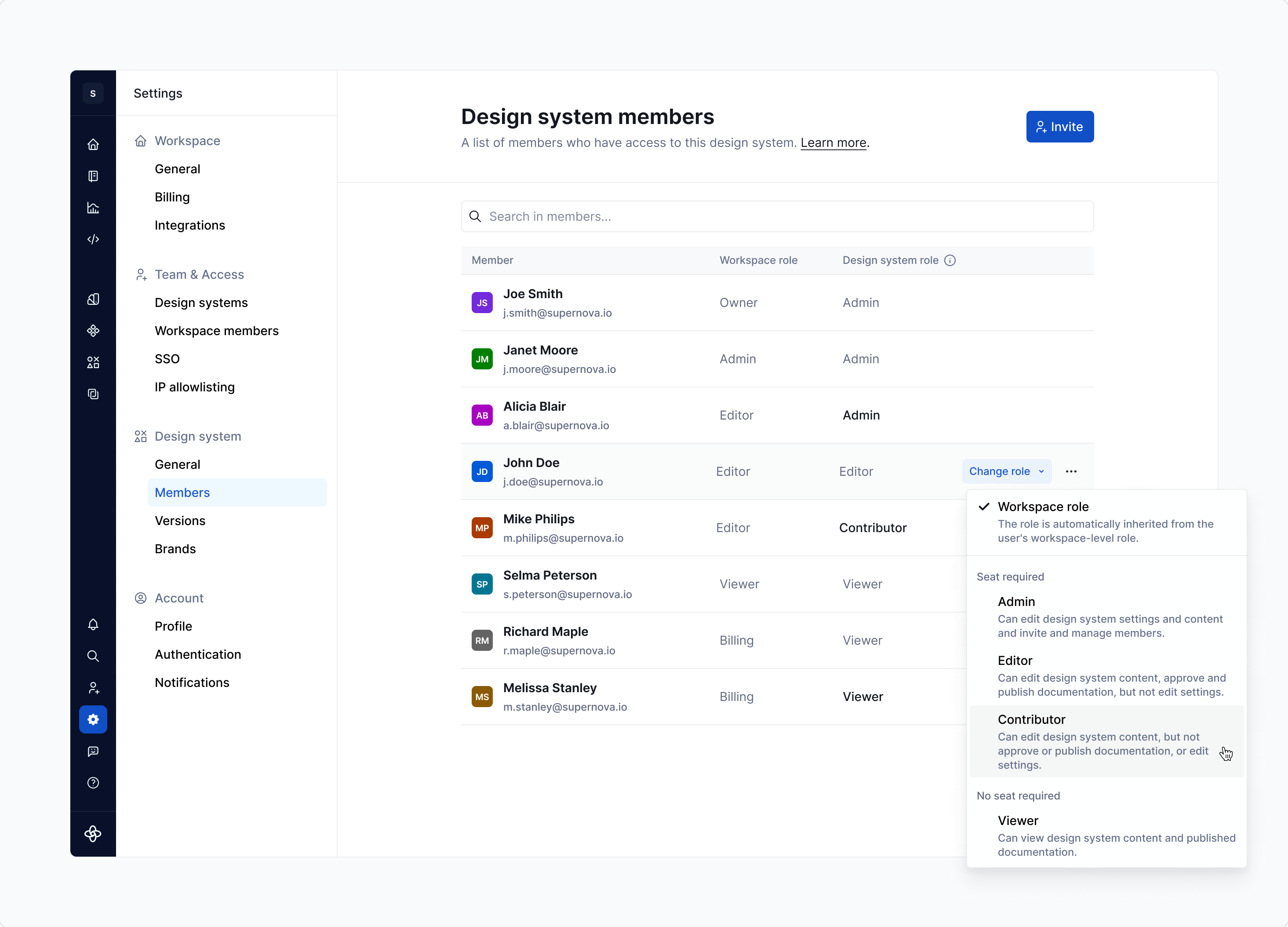 Design system roles