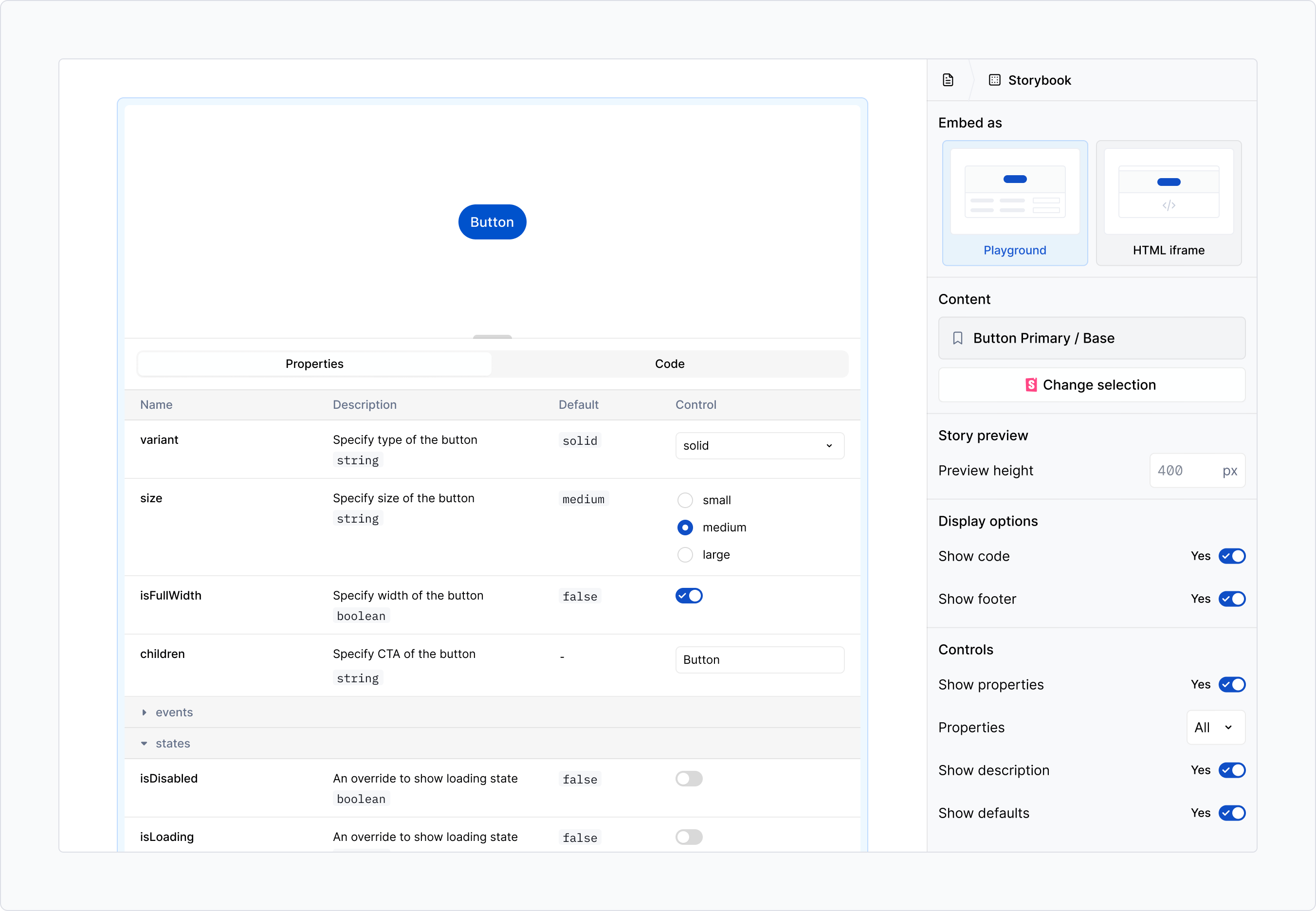 Embedding as an interactive playground provides a more customizable experience.