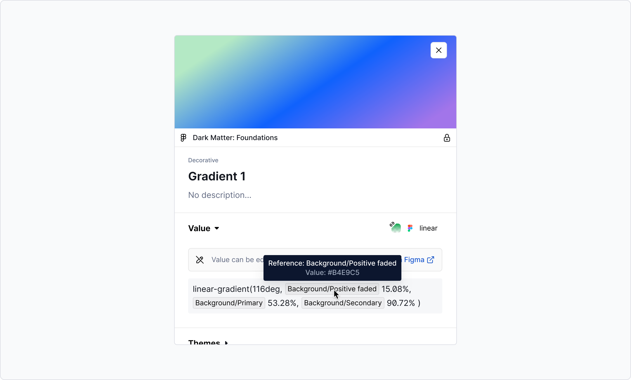 Example of a gradient token containing a reference to a color variable