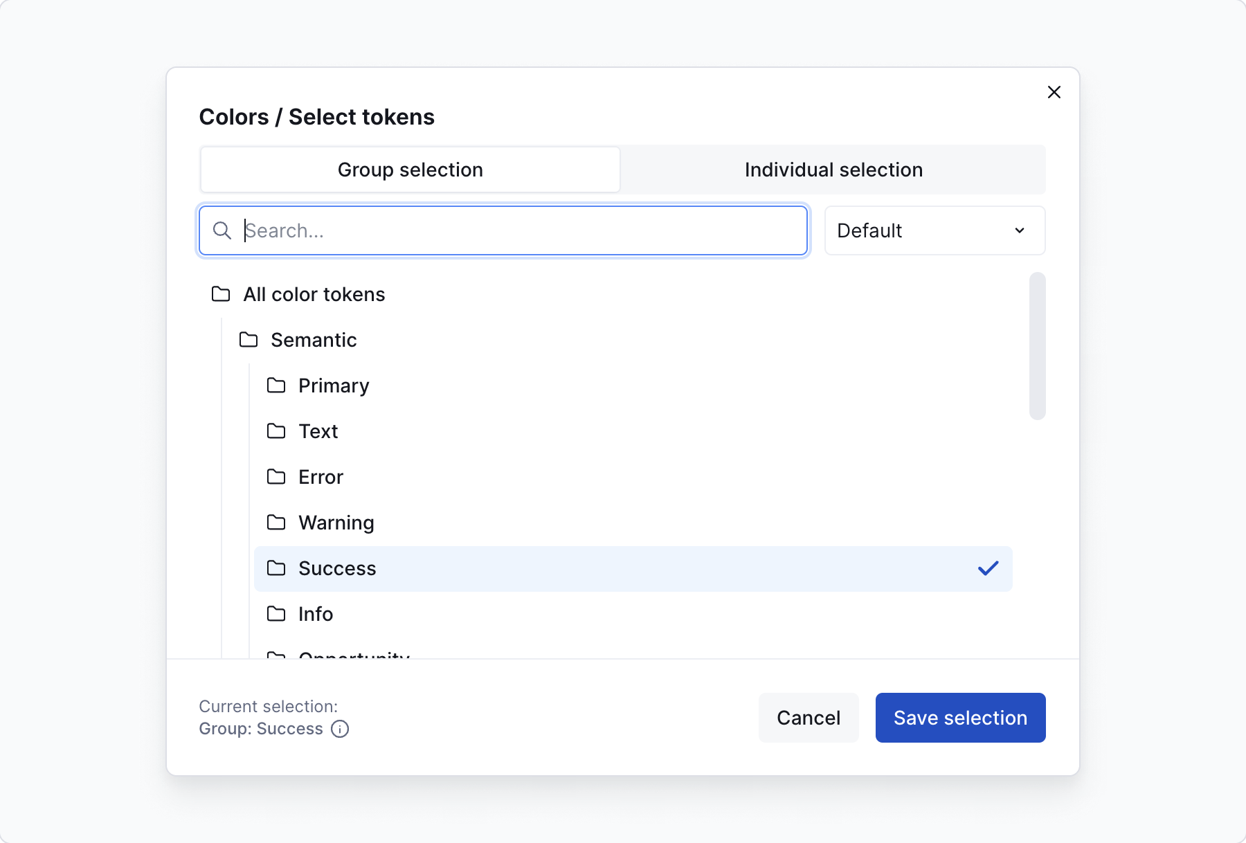 Accessibility color grid - selection