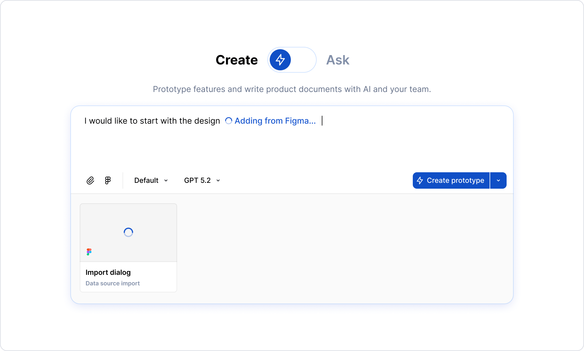 Pasting a Figma frame URL directly to the composer.