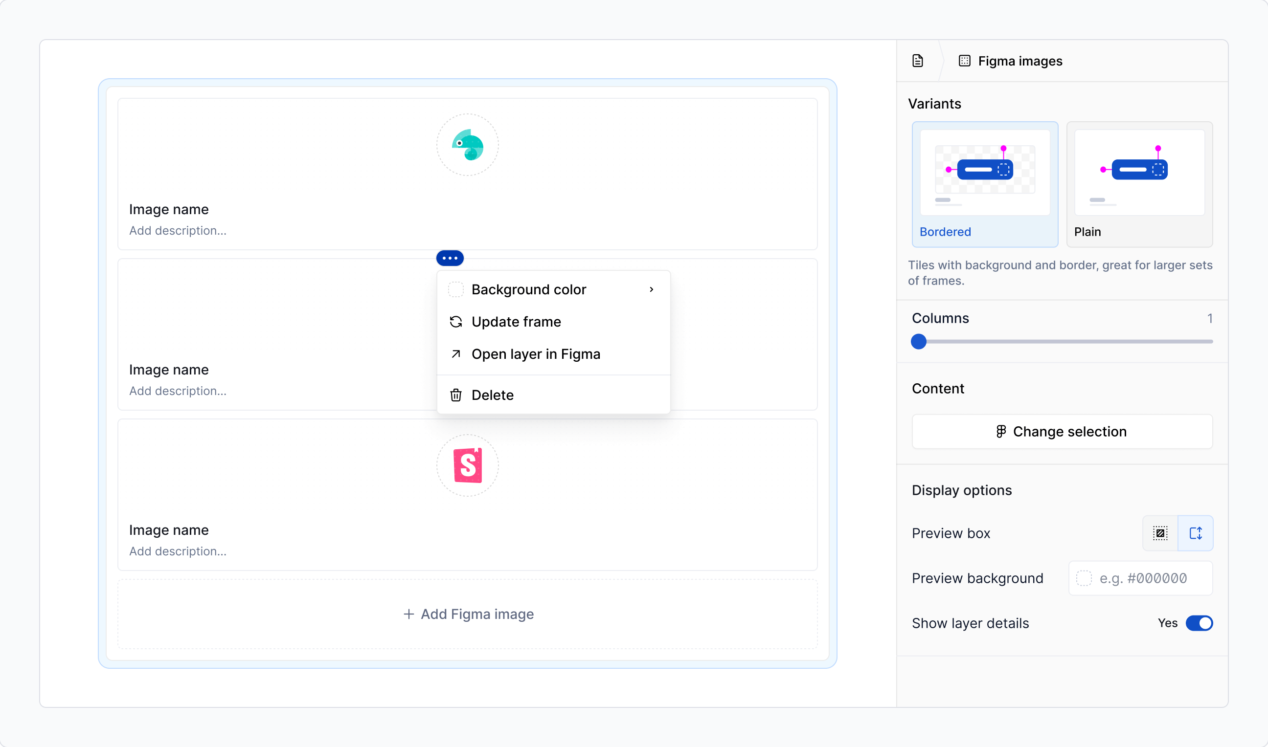 Figma images / item options