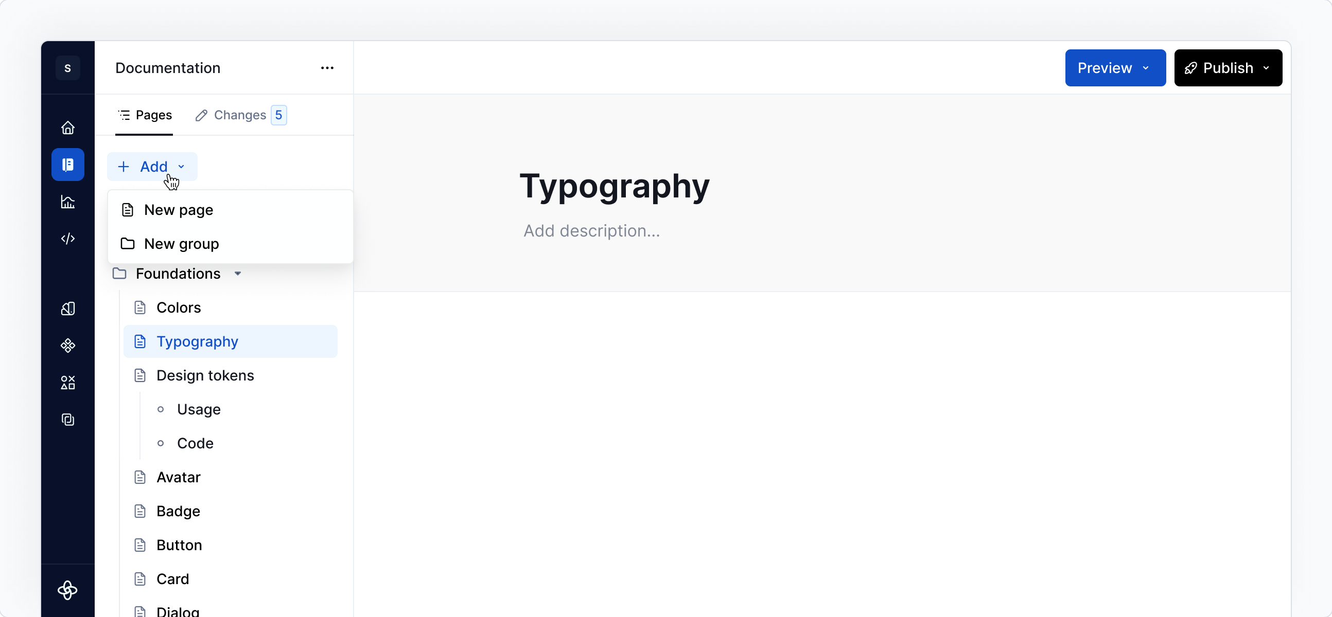 Pages / Add a new page