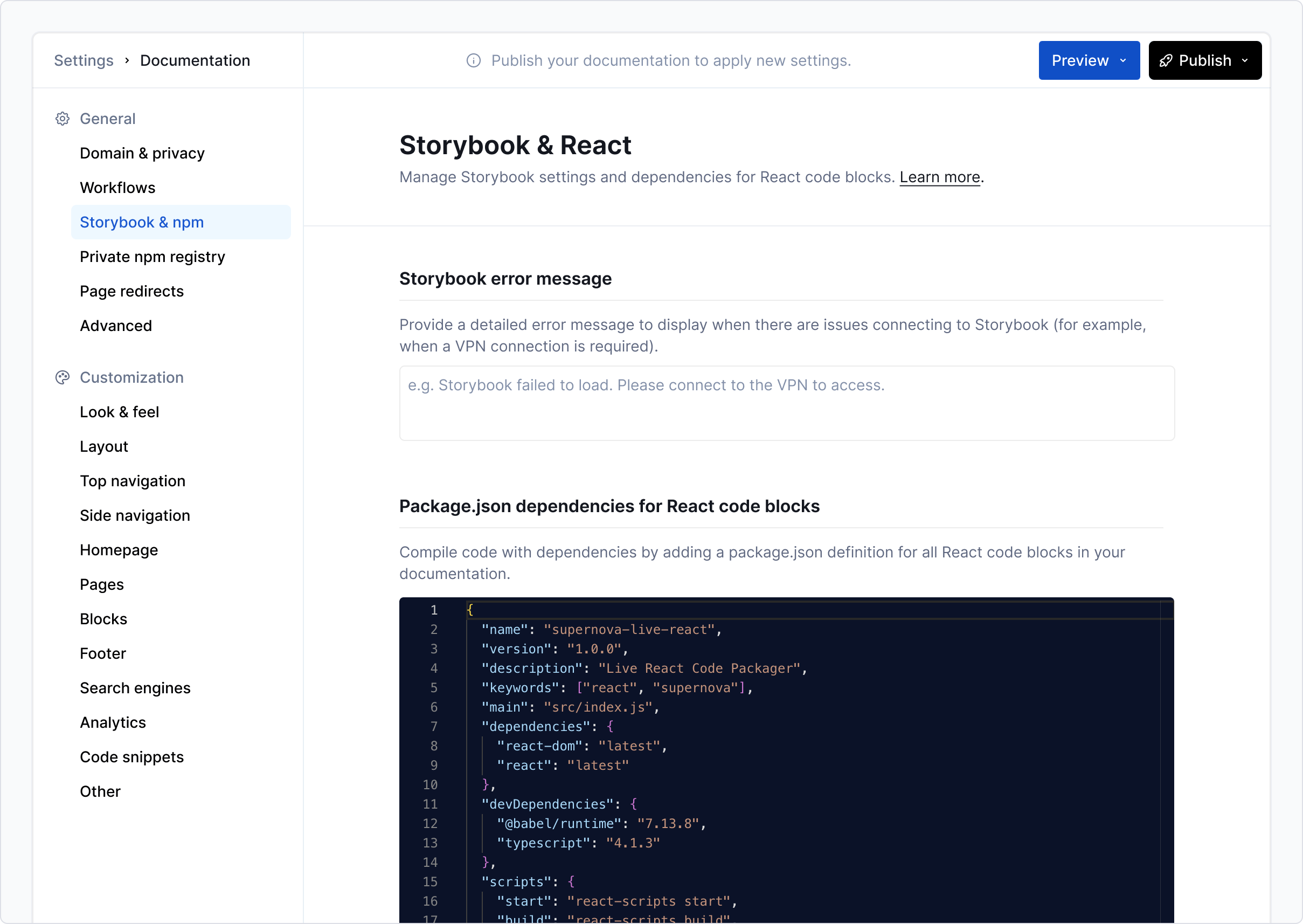 Storybook & npm