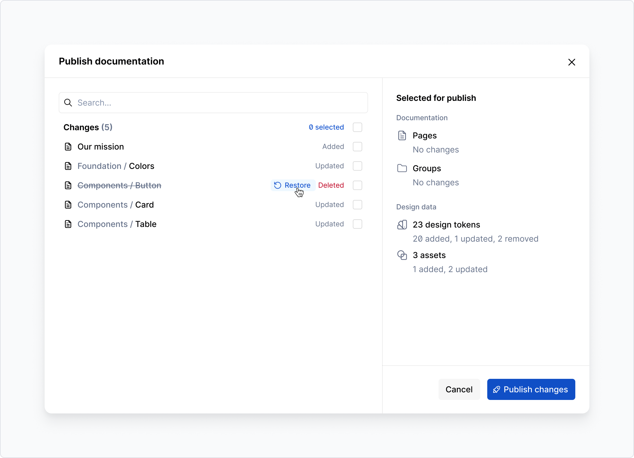 Restoring a deleted page