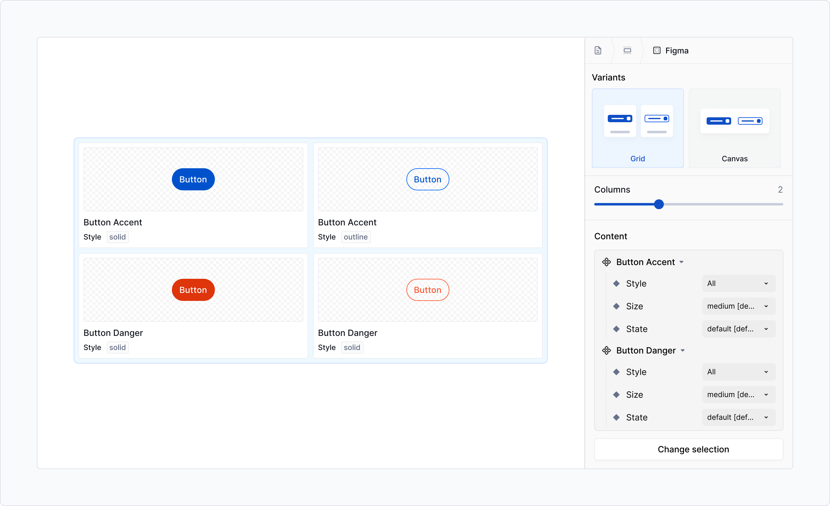 Figma component block - component variants