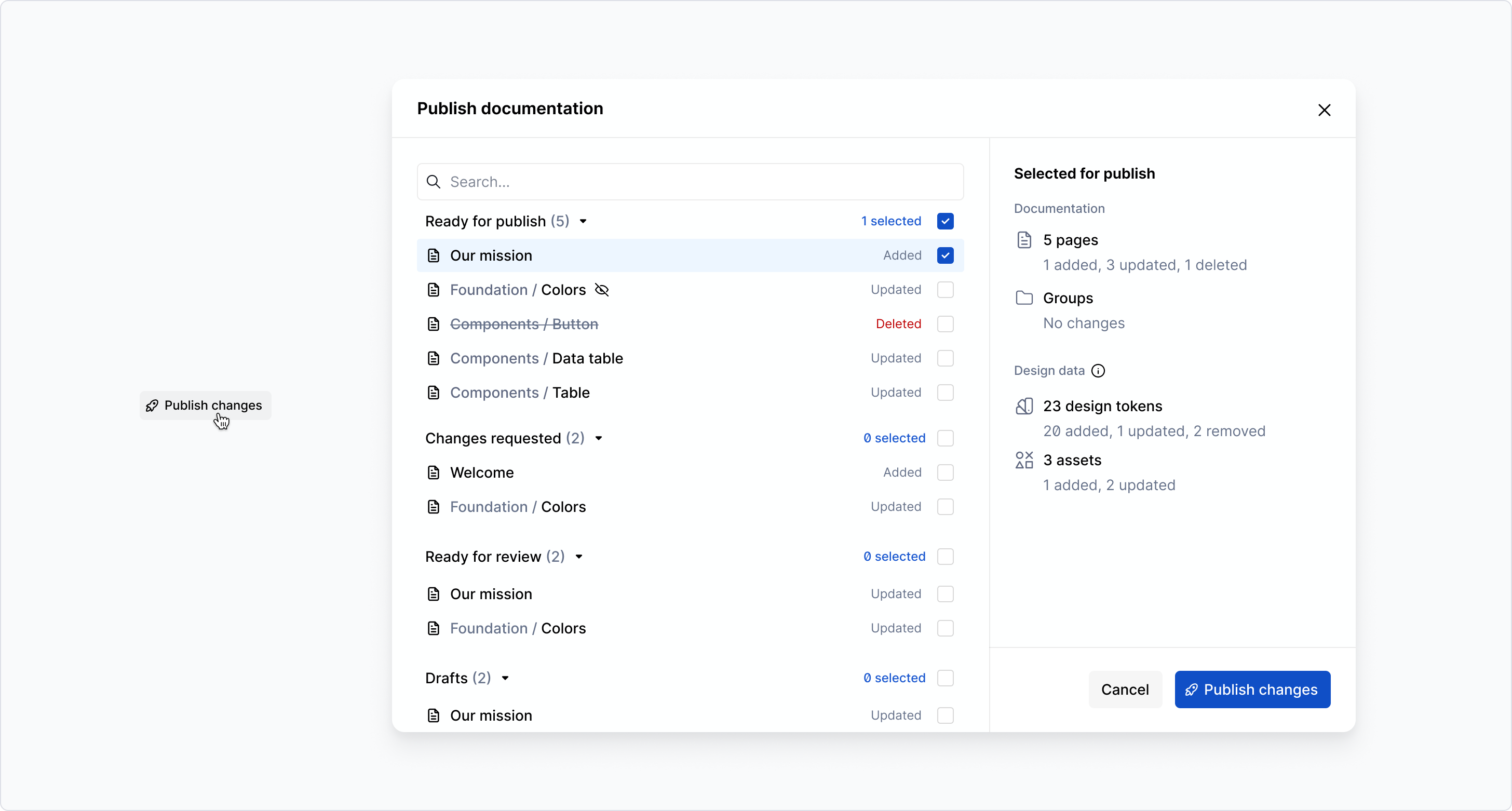 Workflows - publish page