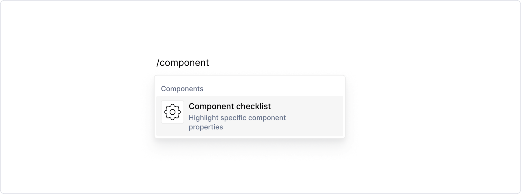 Component blocks in menu