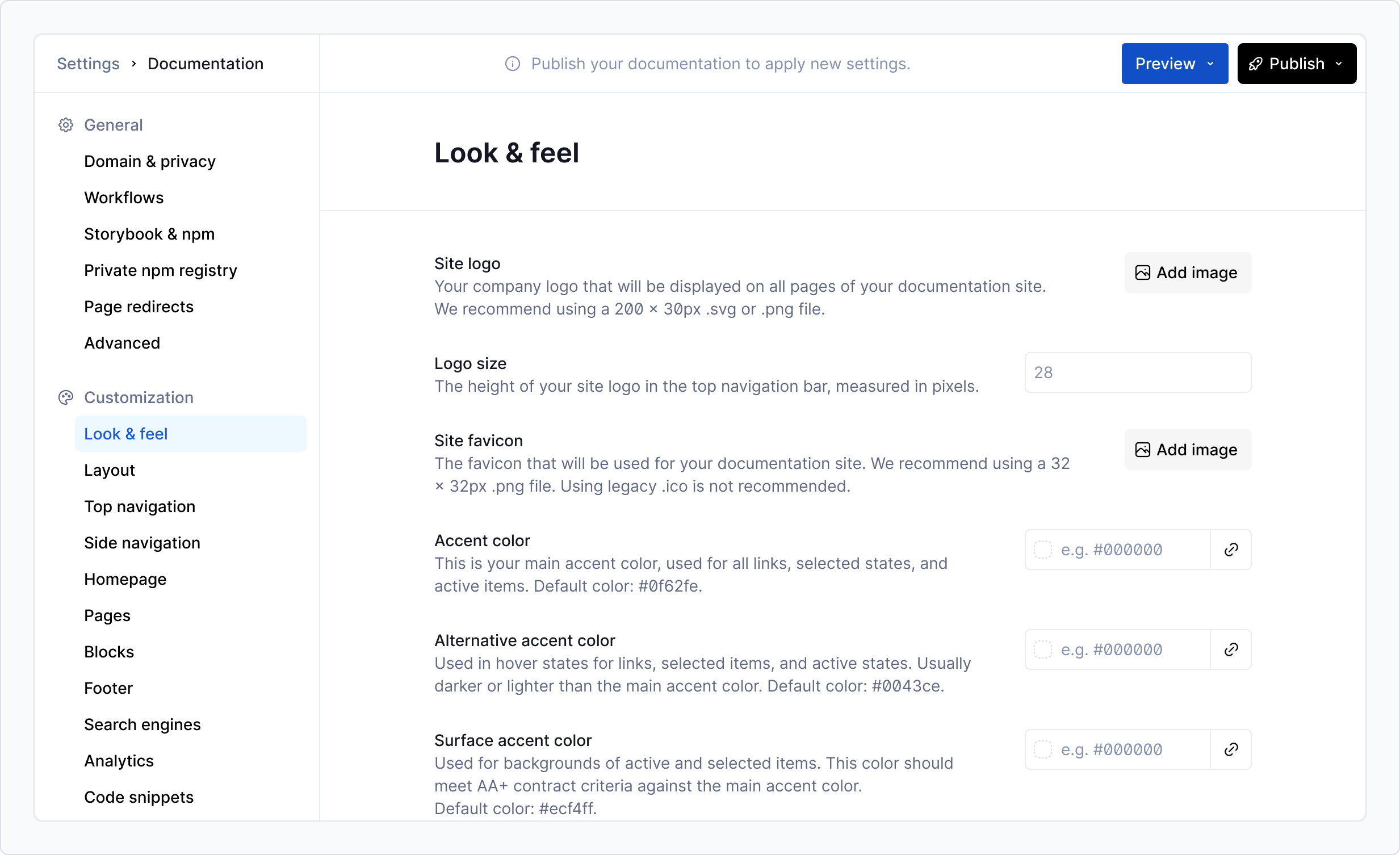 Customize the appearance of your documentation.