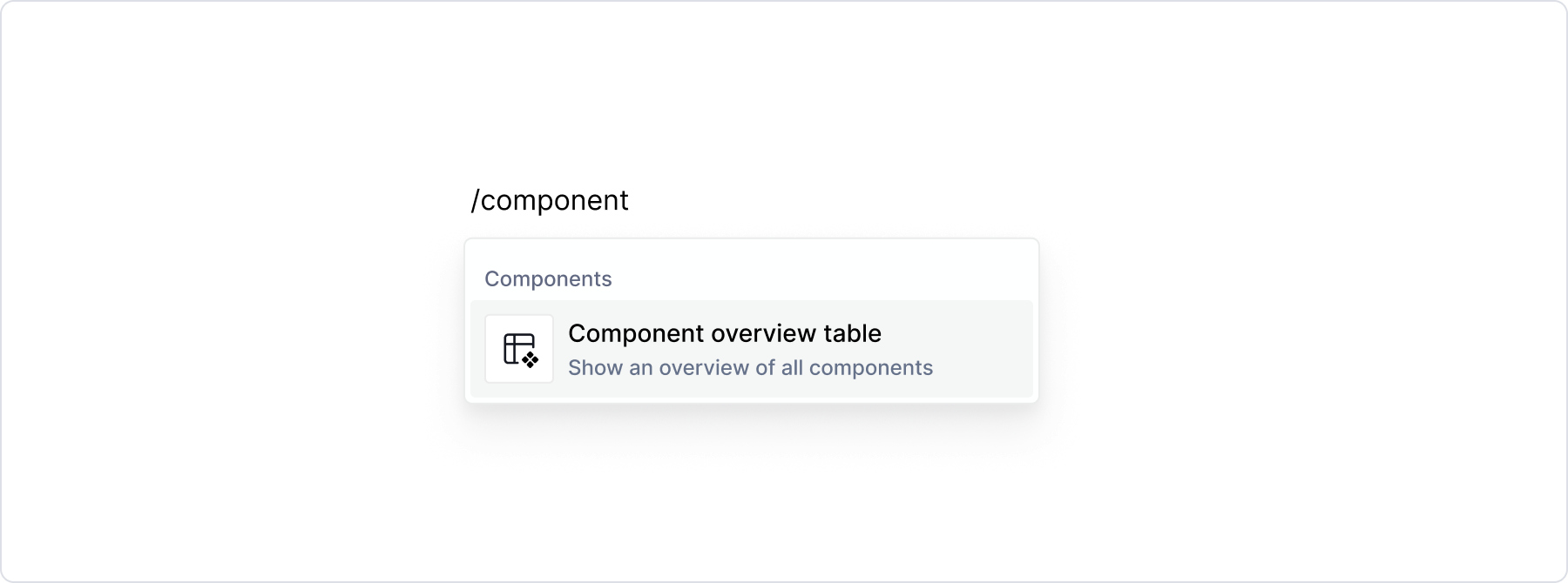 Component blocks in menu
