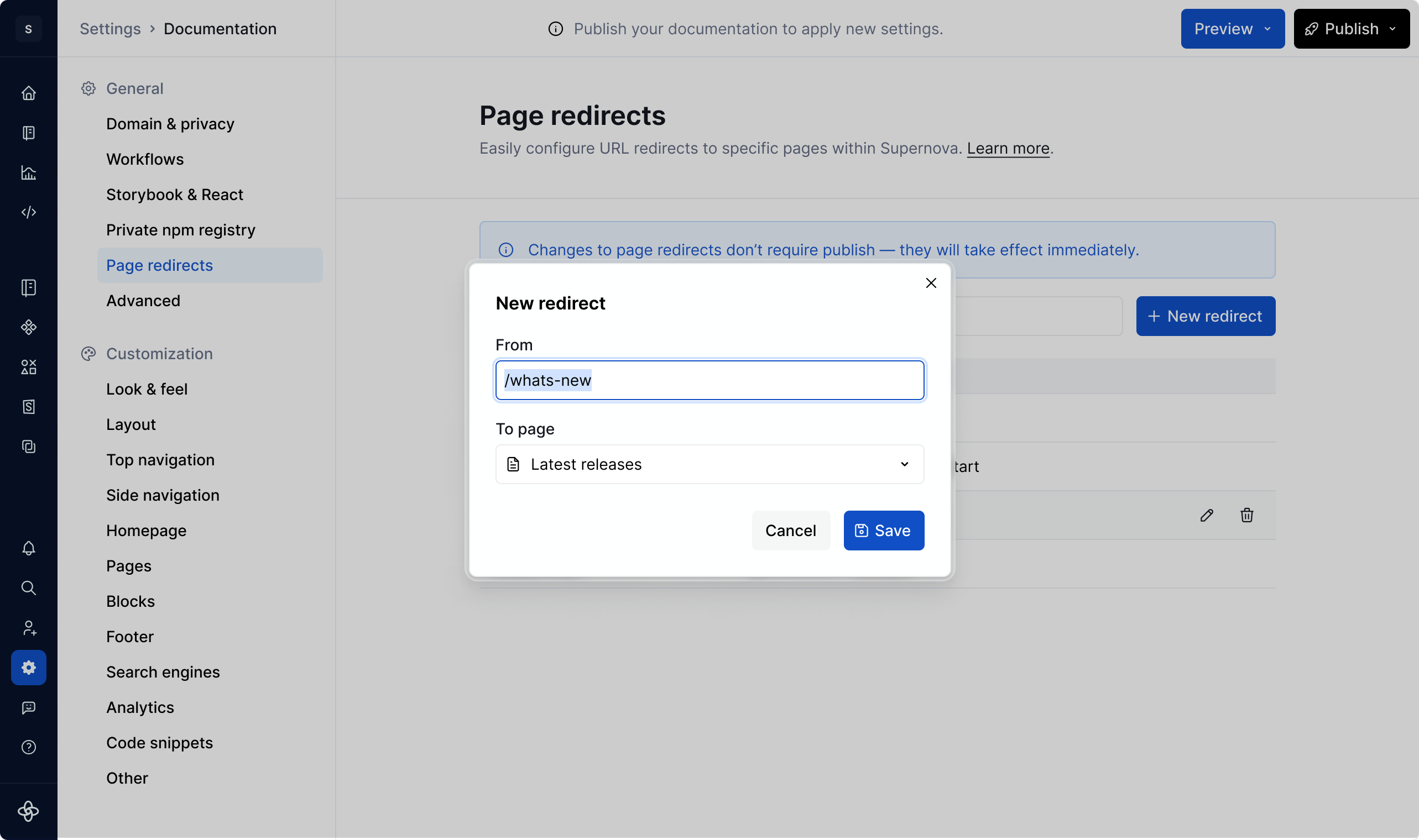 Creating a new redirect