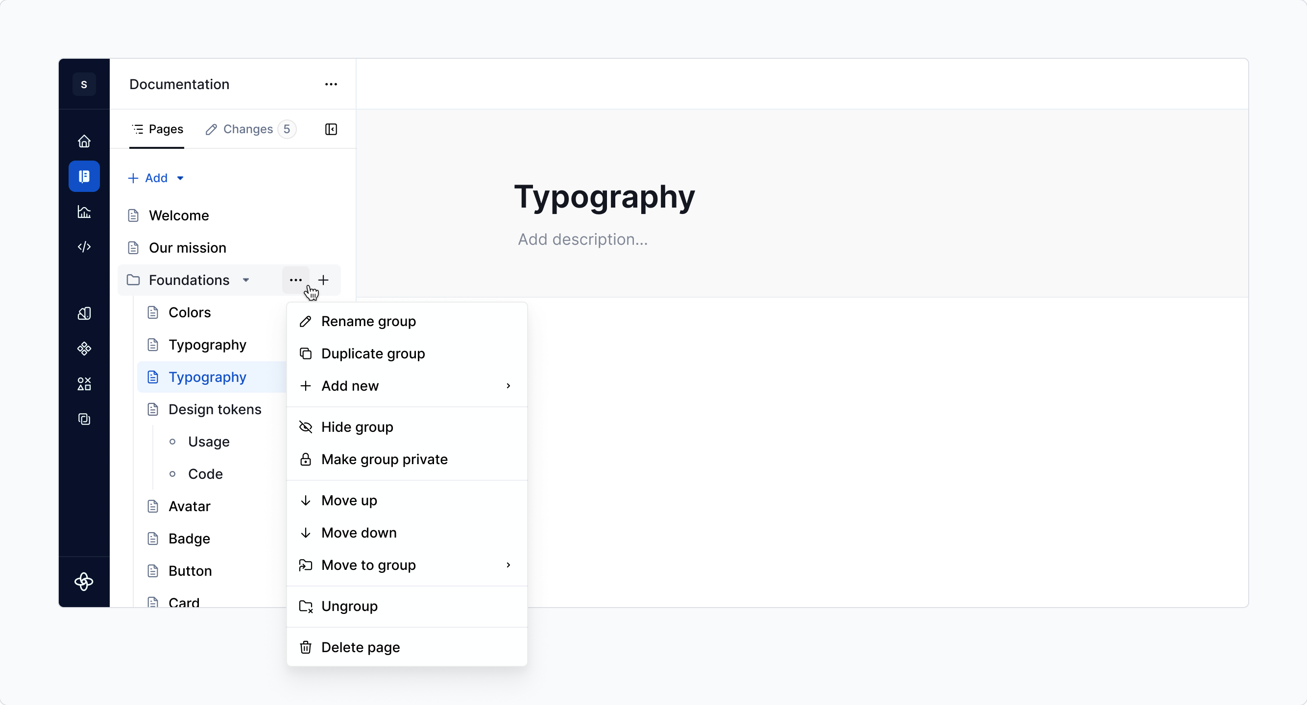 Groups | Structuring your documentation | Made with Supernova