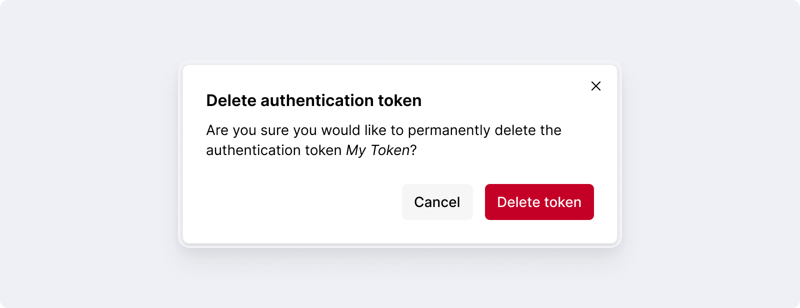Delete auth token