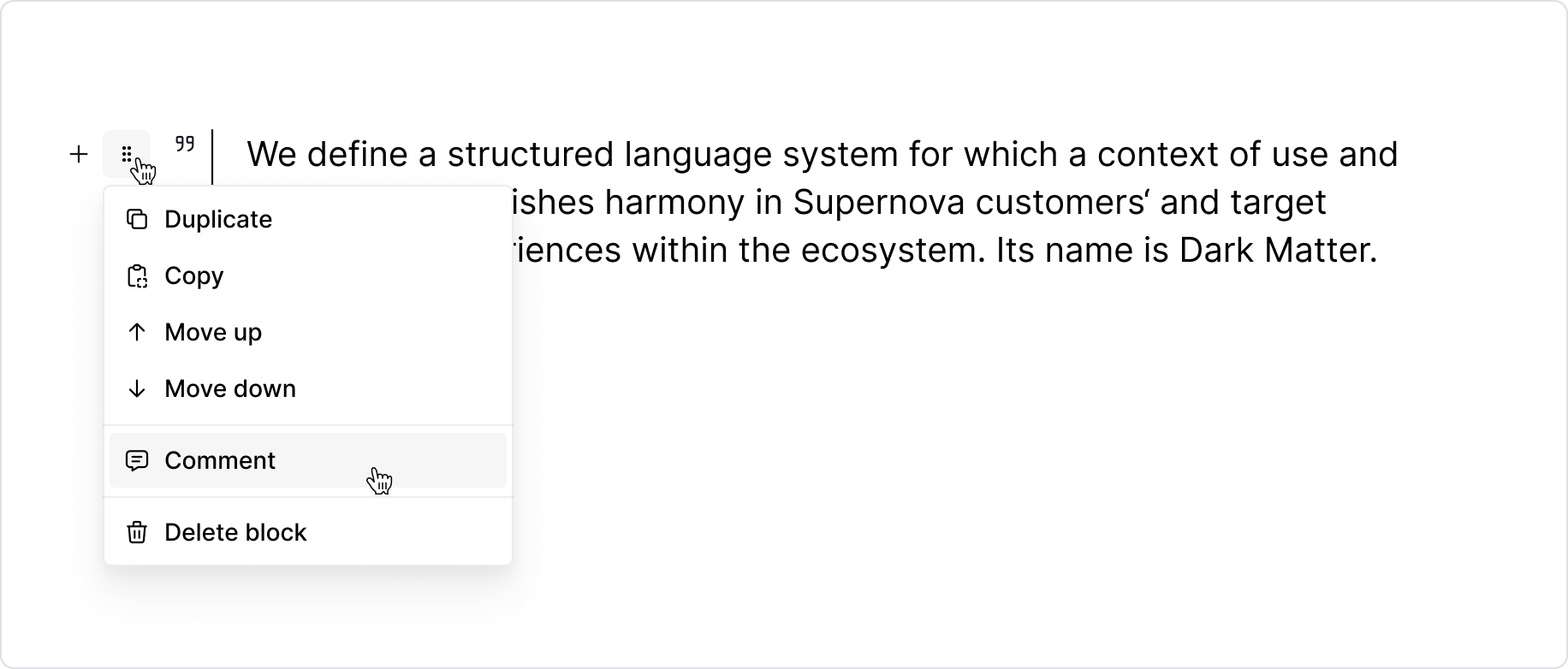 Comments - block context menu
