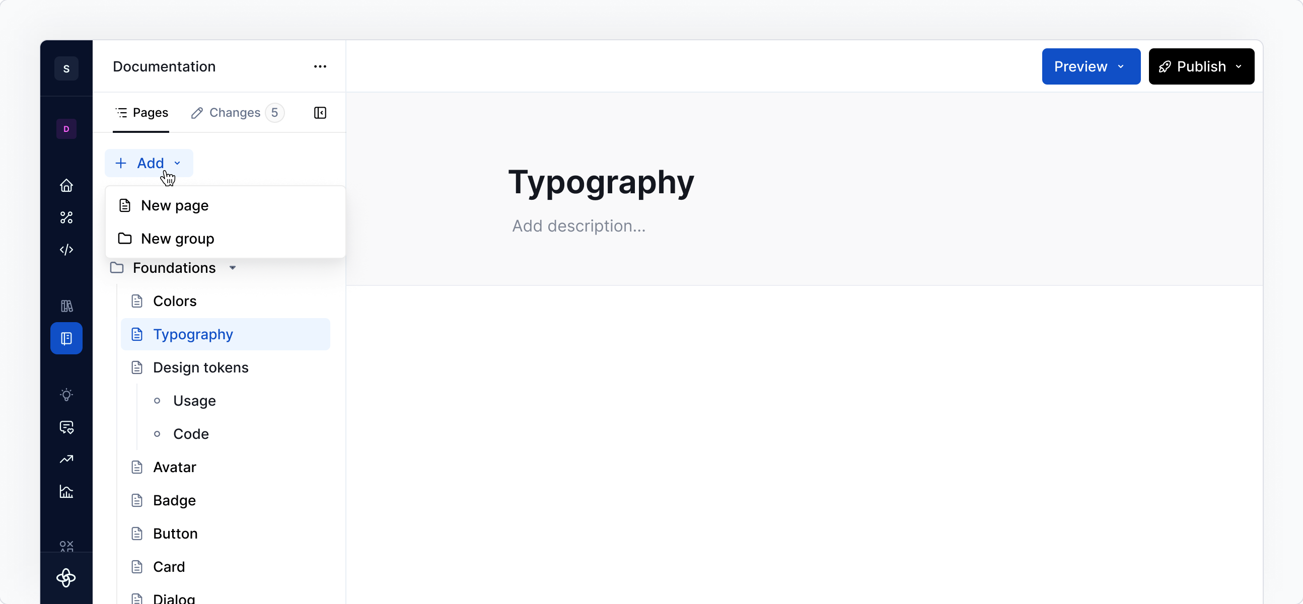 Pages / Add a new page