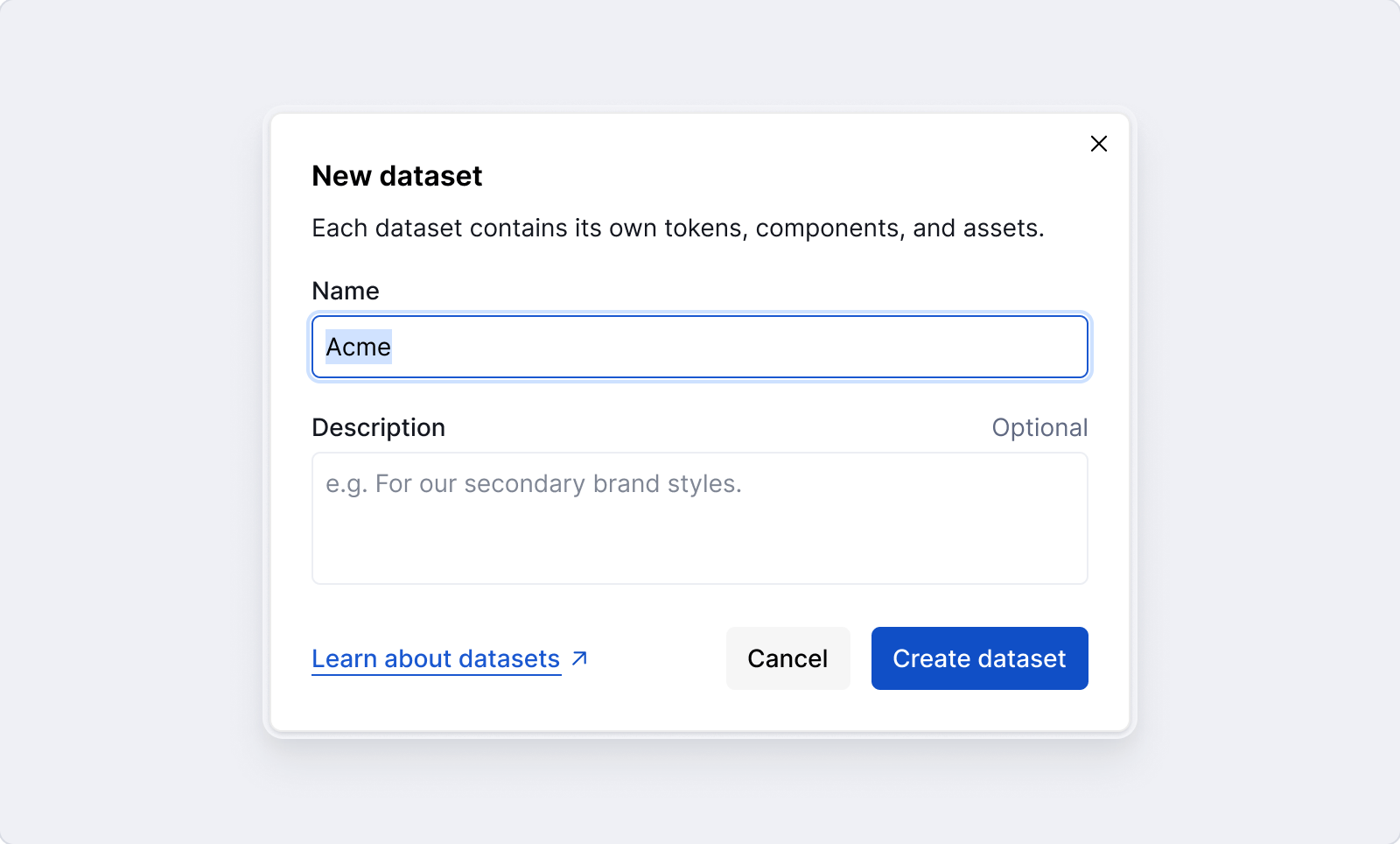 Creating a new dataset.