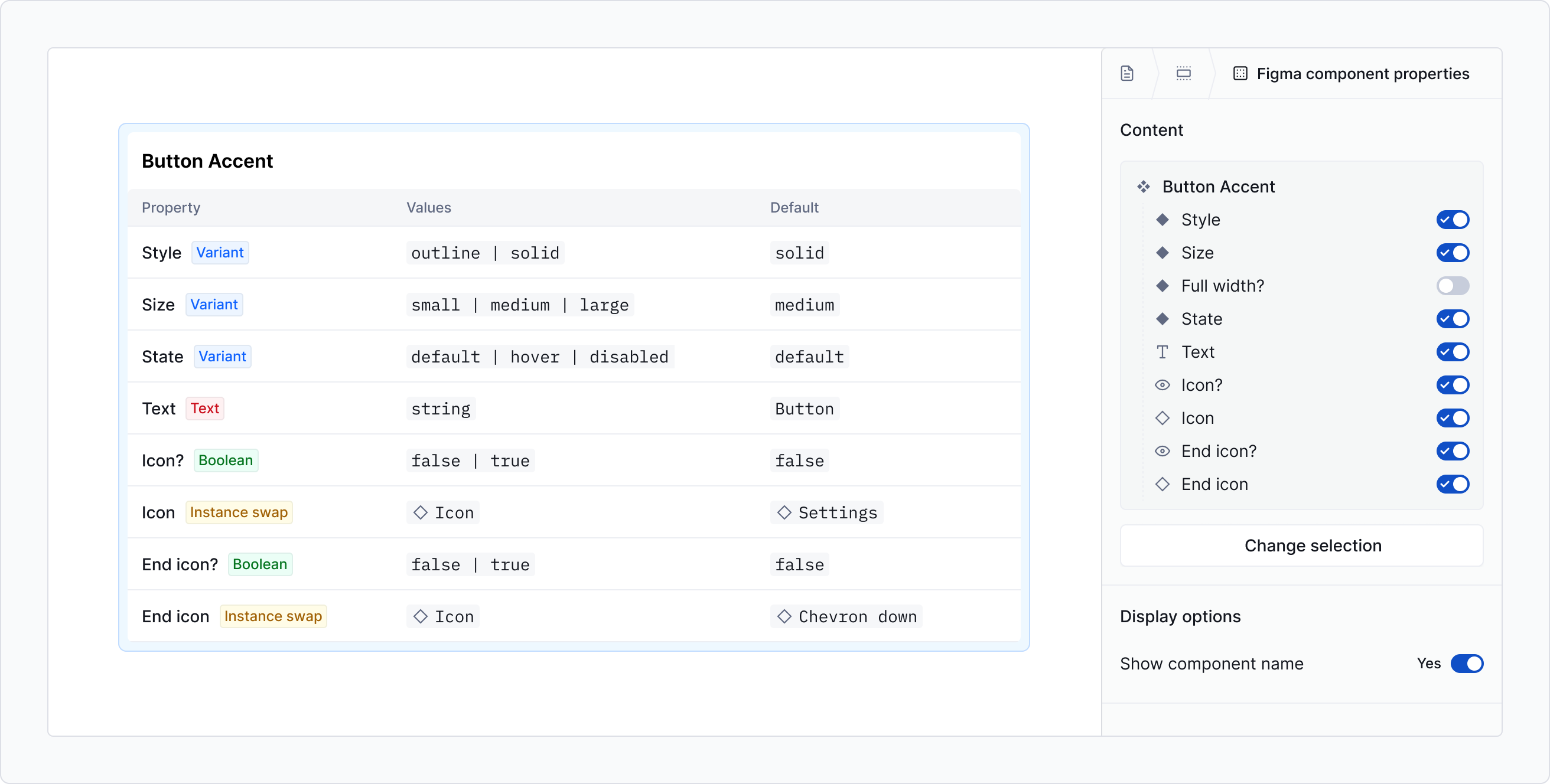 Figma component properties block - preview