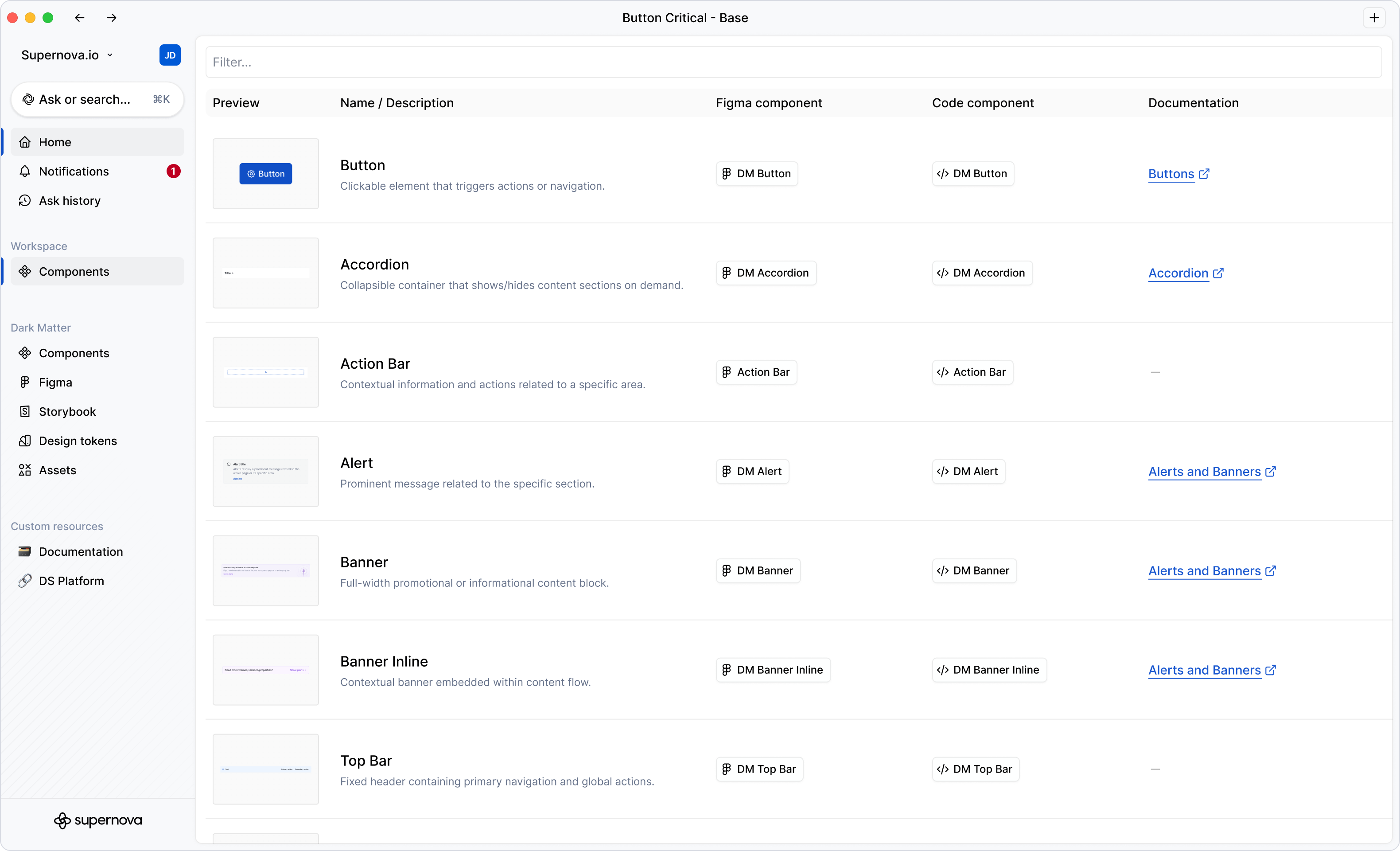 Browse design system | Made with Supernova