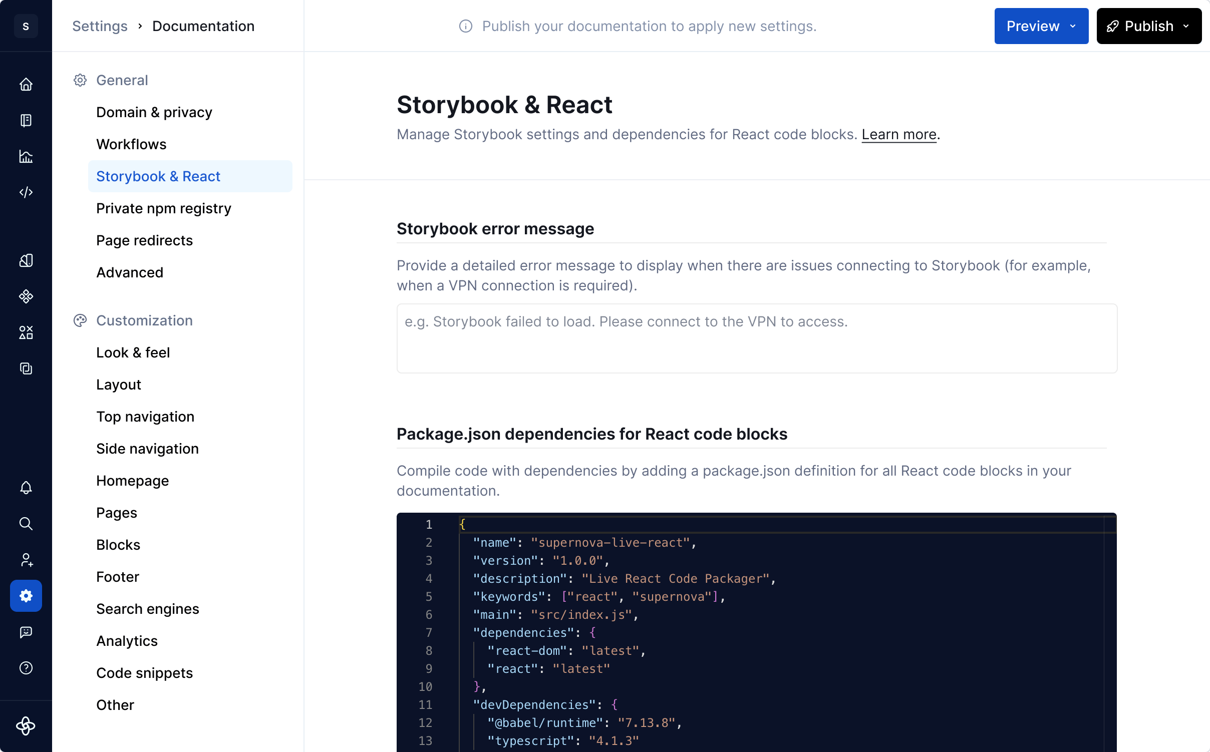 Storybook & npm 