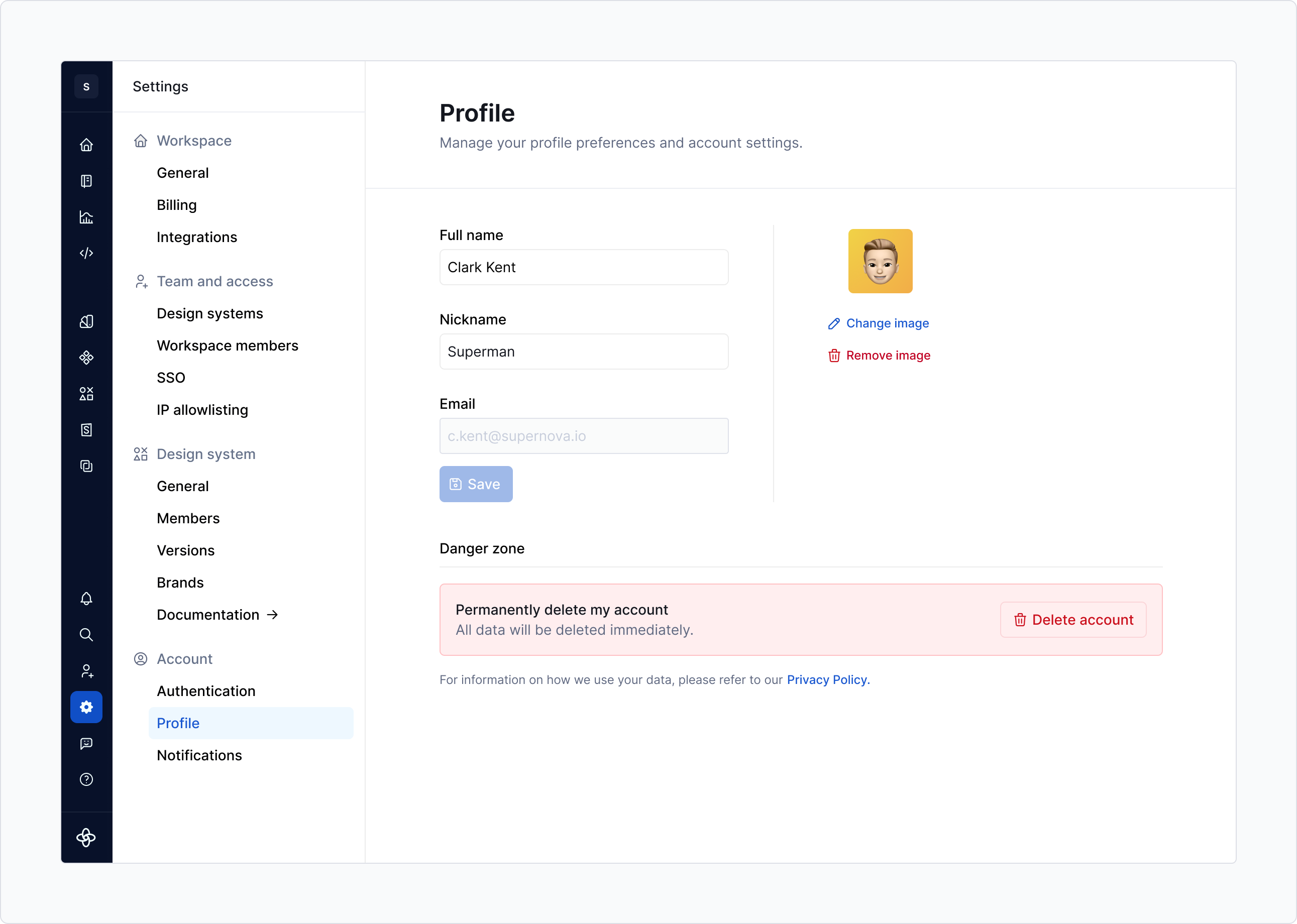Account settings / Profile