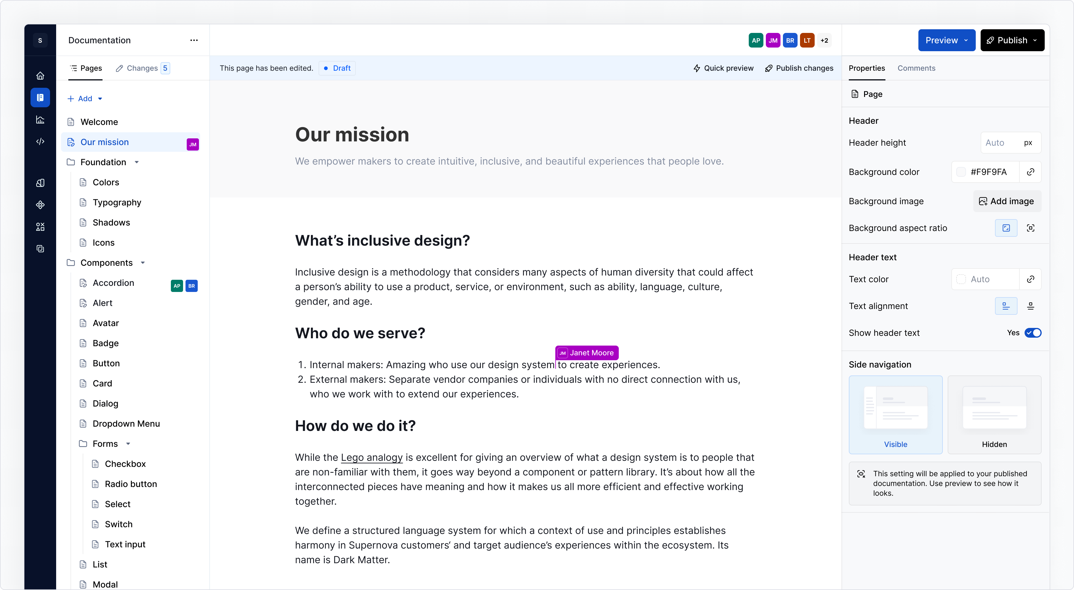 Example of what an edited page looks like when it becomes a draft