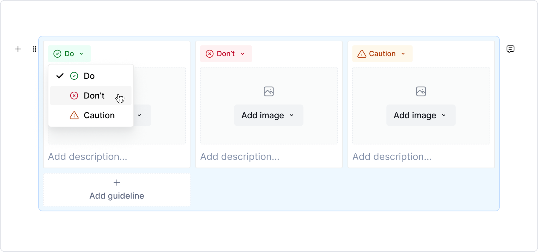 Guidelines block - edit guideline type