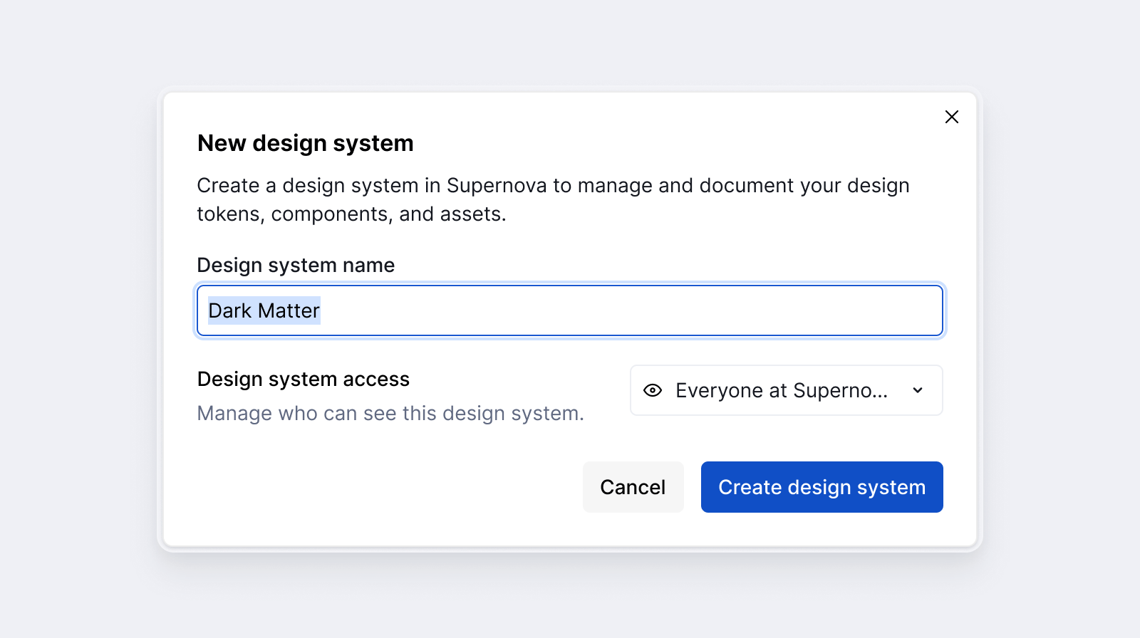 New design system dialog