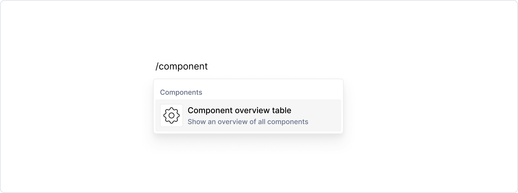 Component blocks in menu