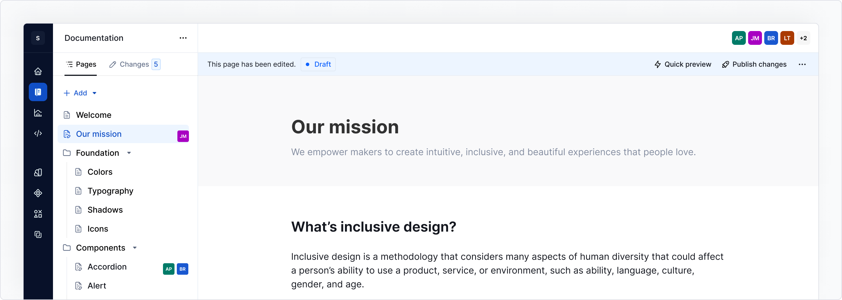 Overview of page draft feature