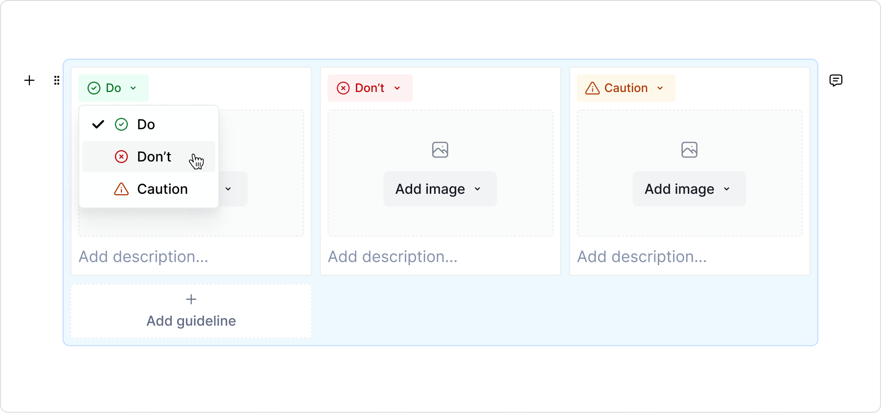 Guidelines block - edit guideline type