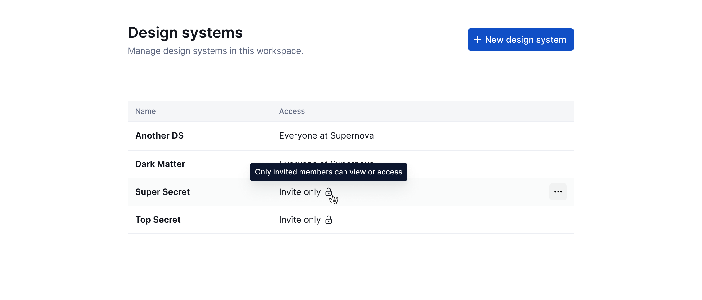 View a list of design systems.