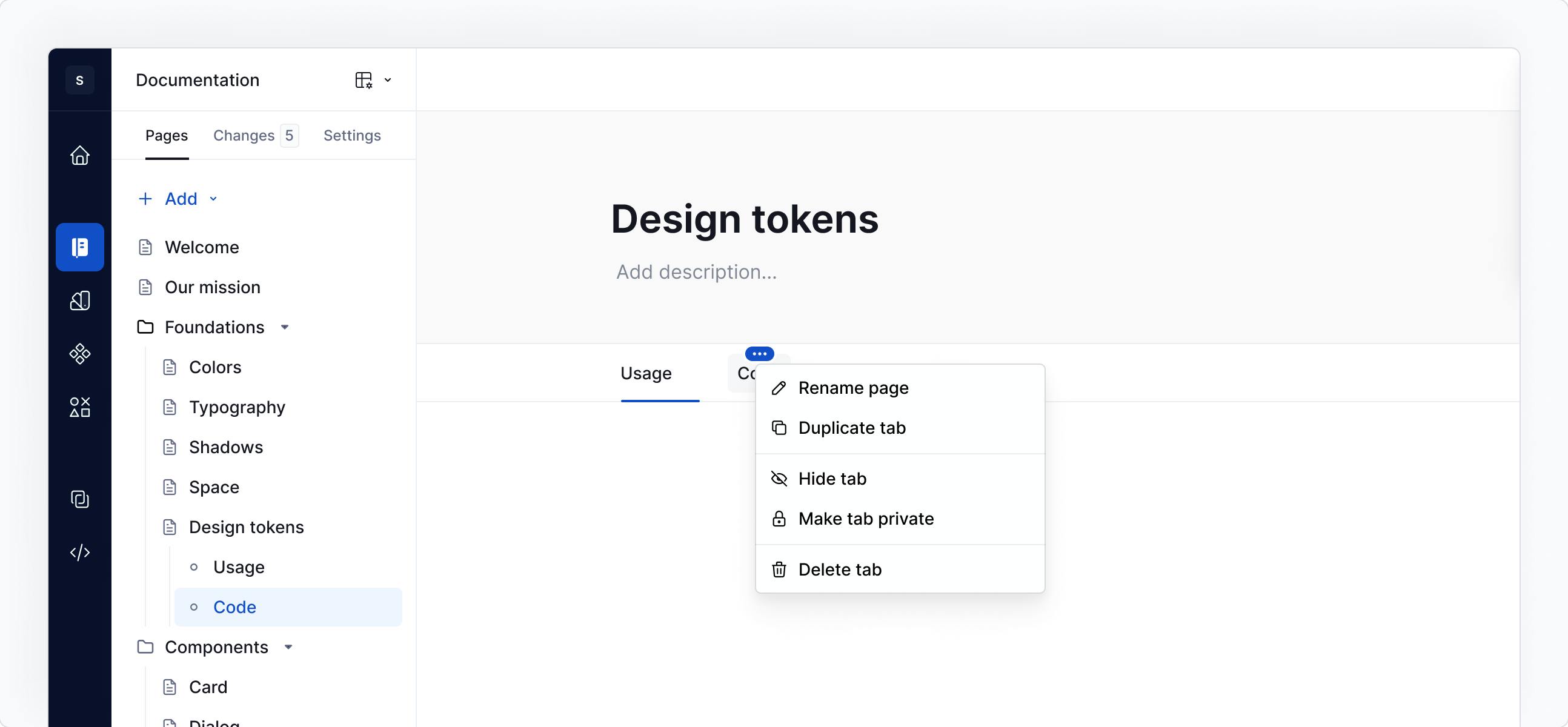 Tabbed pages | Pages, groups and tabs | Made with Supernova