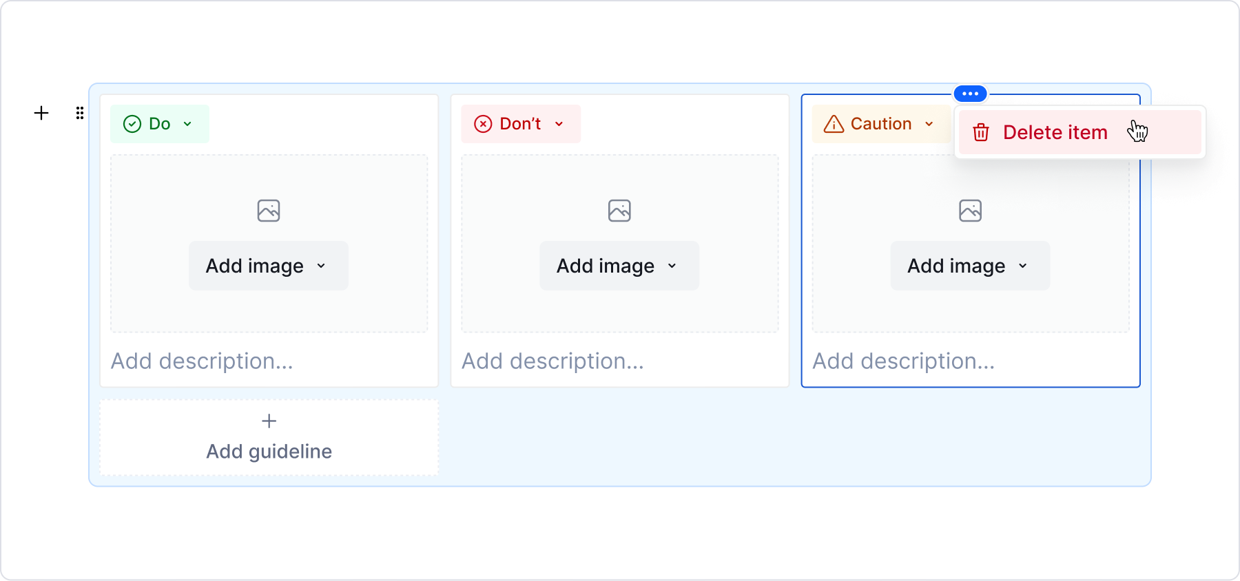 Deleting an item from the block.
