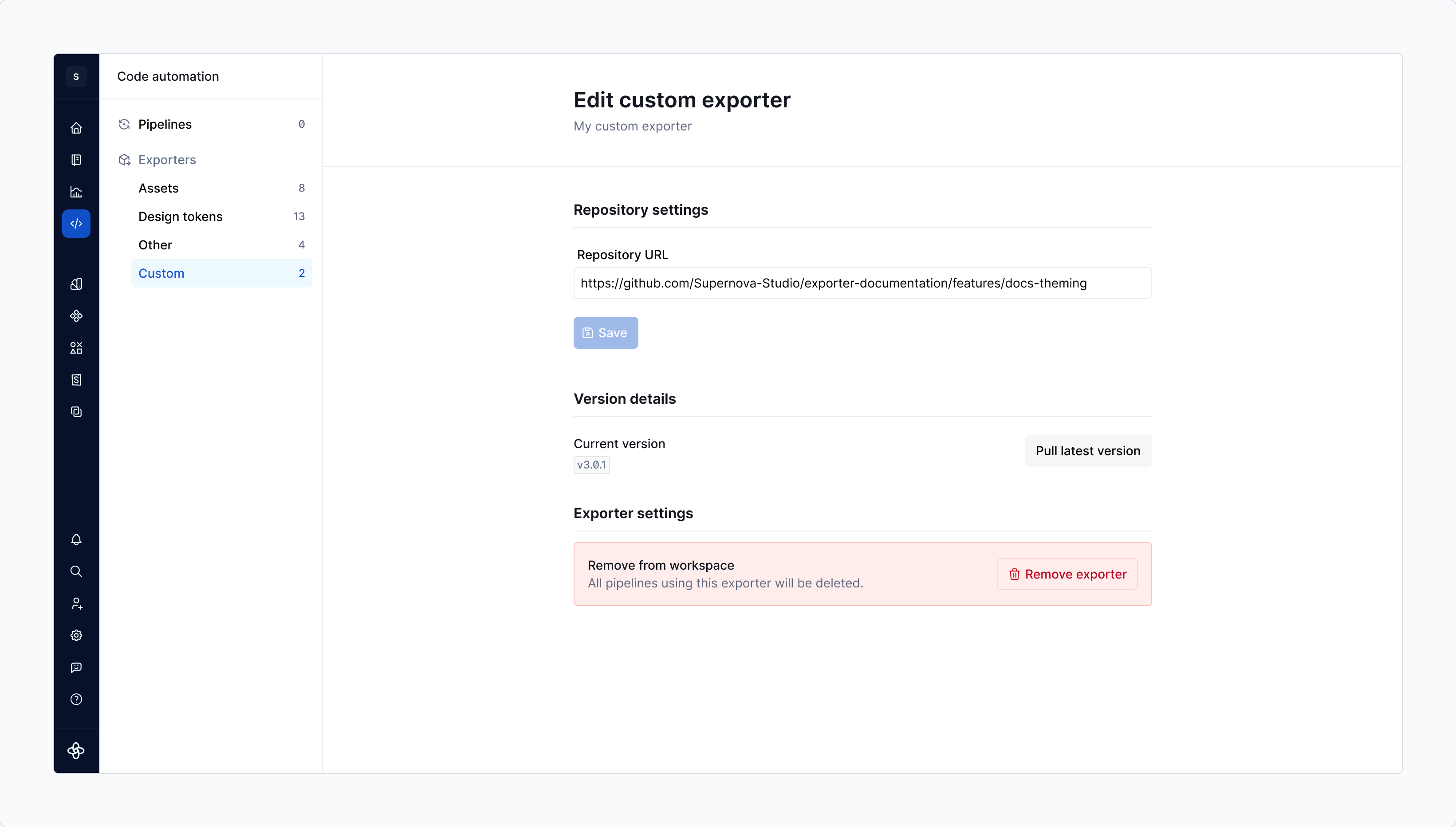 Edit custom exporter