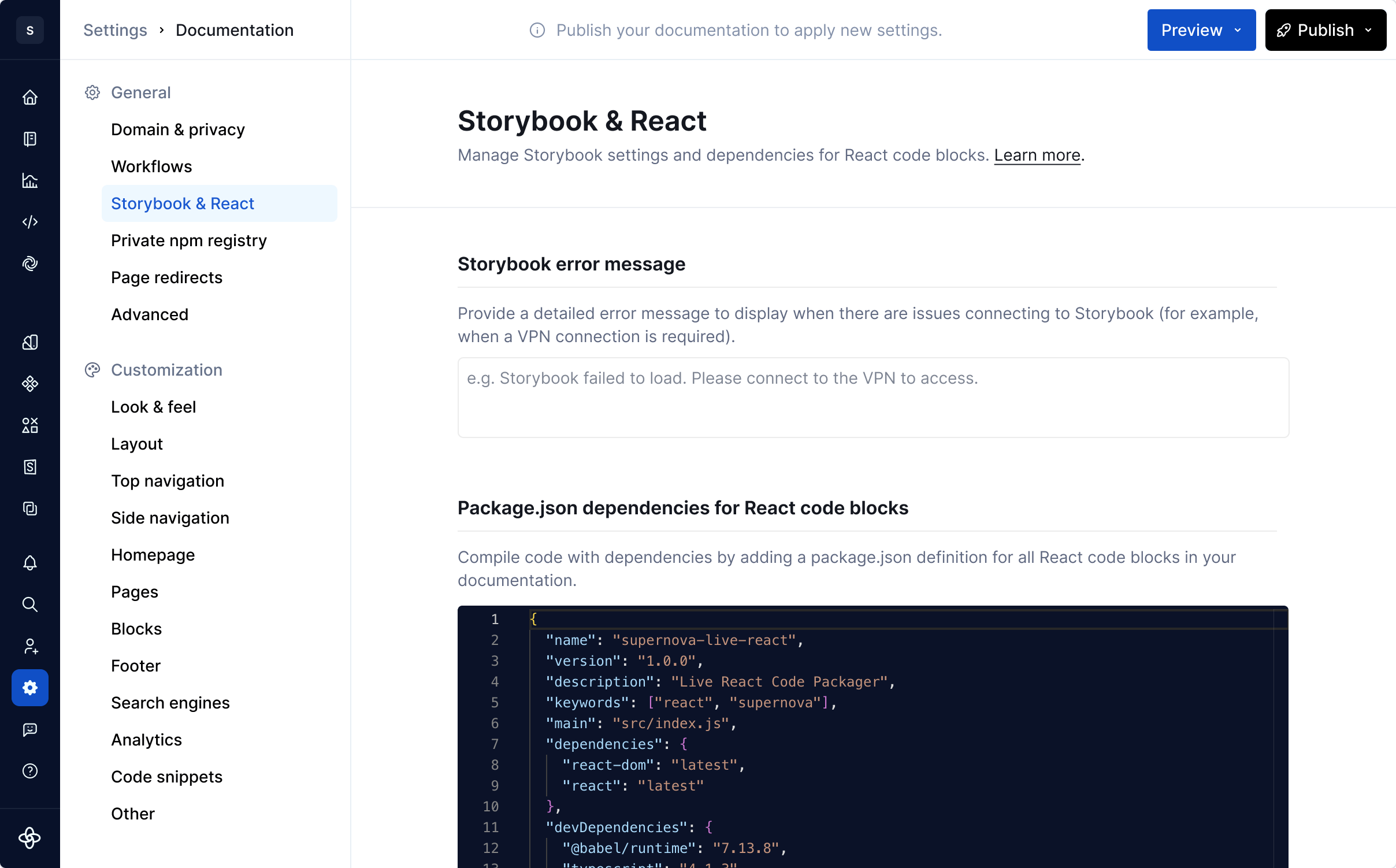 Storybook & npm 