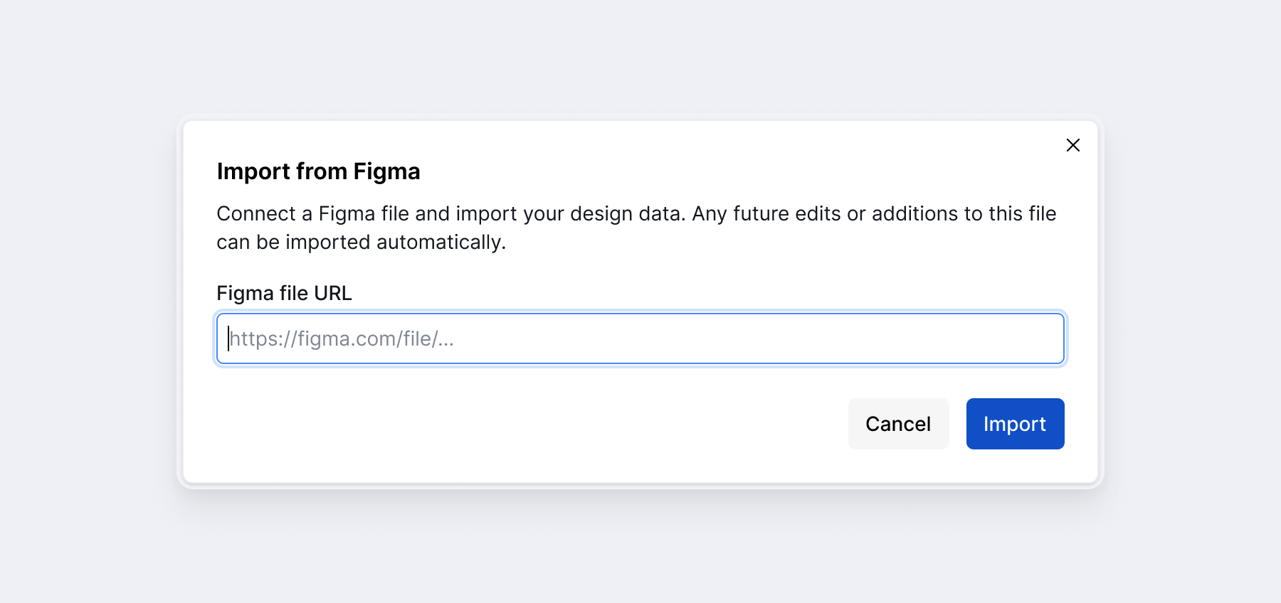 Figma import dialog